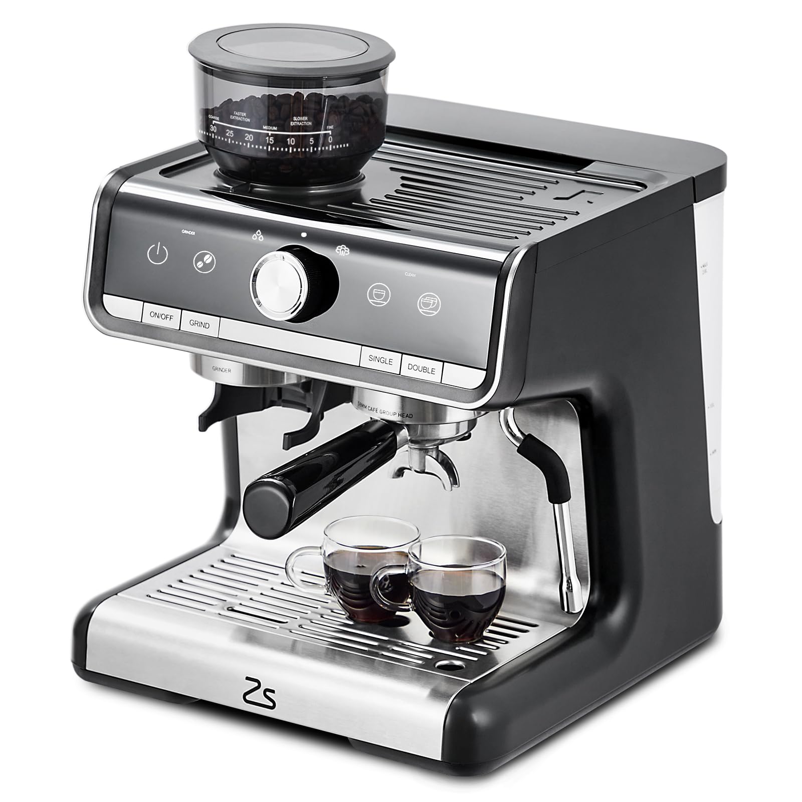 20 Bar Espresso Machine, Coffee Maker with Milk Frother Steam Wand, Semi-Automatic Coffee Machine for Cappuccino, Latte, Fast Heating, Stainless Steel product image