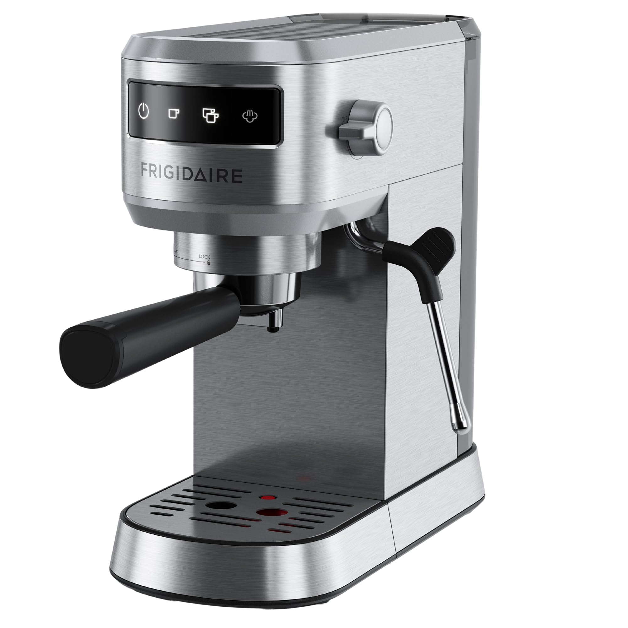 Frigidaire Steam Espresso Maker, Coffee Machine with Milk Frother & Cup Warmer, 20 Bar Pressure, 34 oz Removable Water Tank, Single or Double Shot, Stainless Steel product image