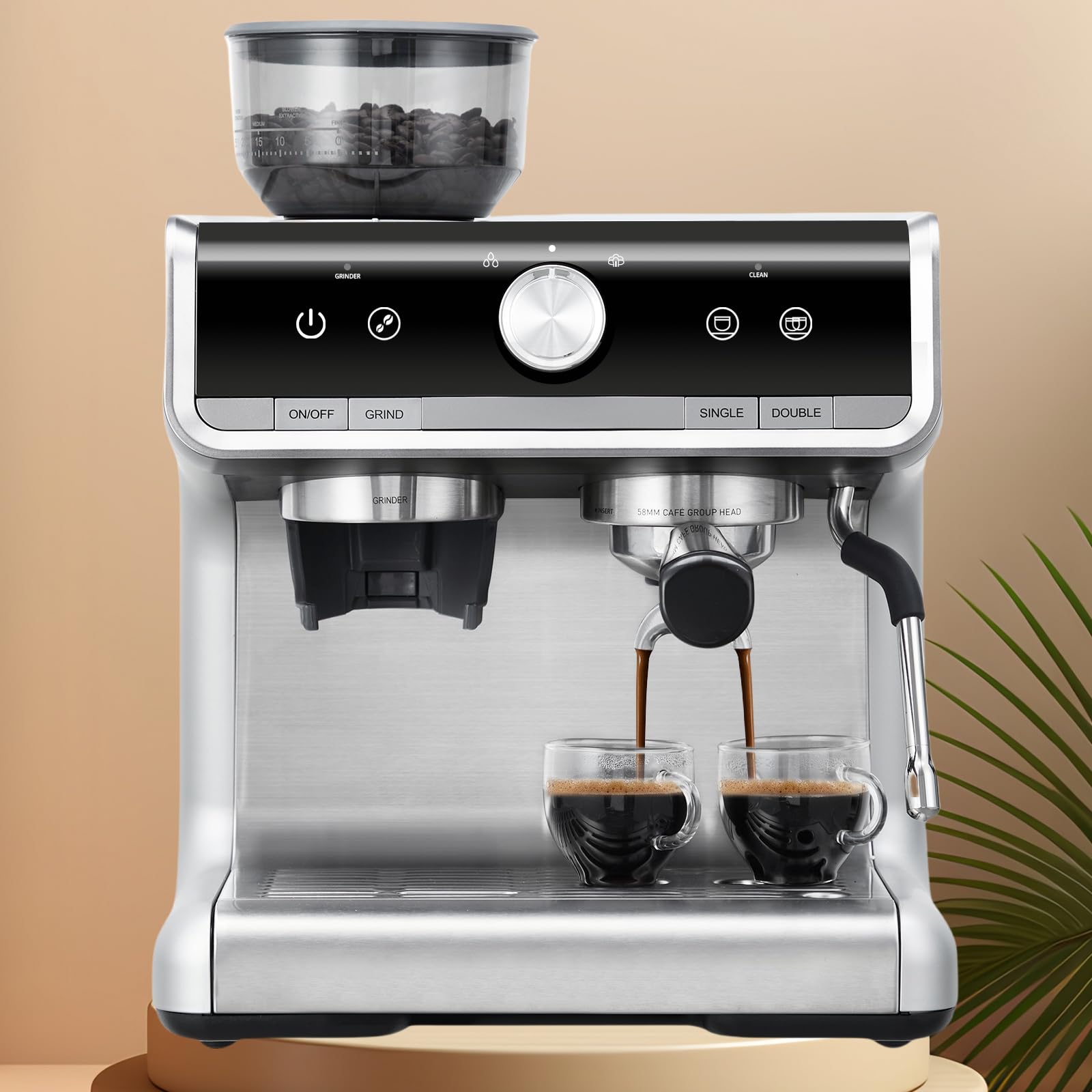 Espresso Machine, 20 Bar Espresso Maker with Milk Frother Steam Wand, Compact Coffee Machine with for Cappuccino,Latte, Fast Heating, Stainless Steel product image