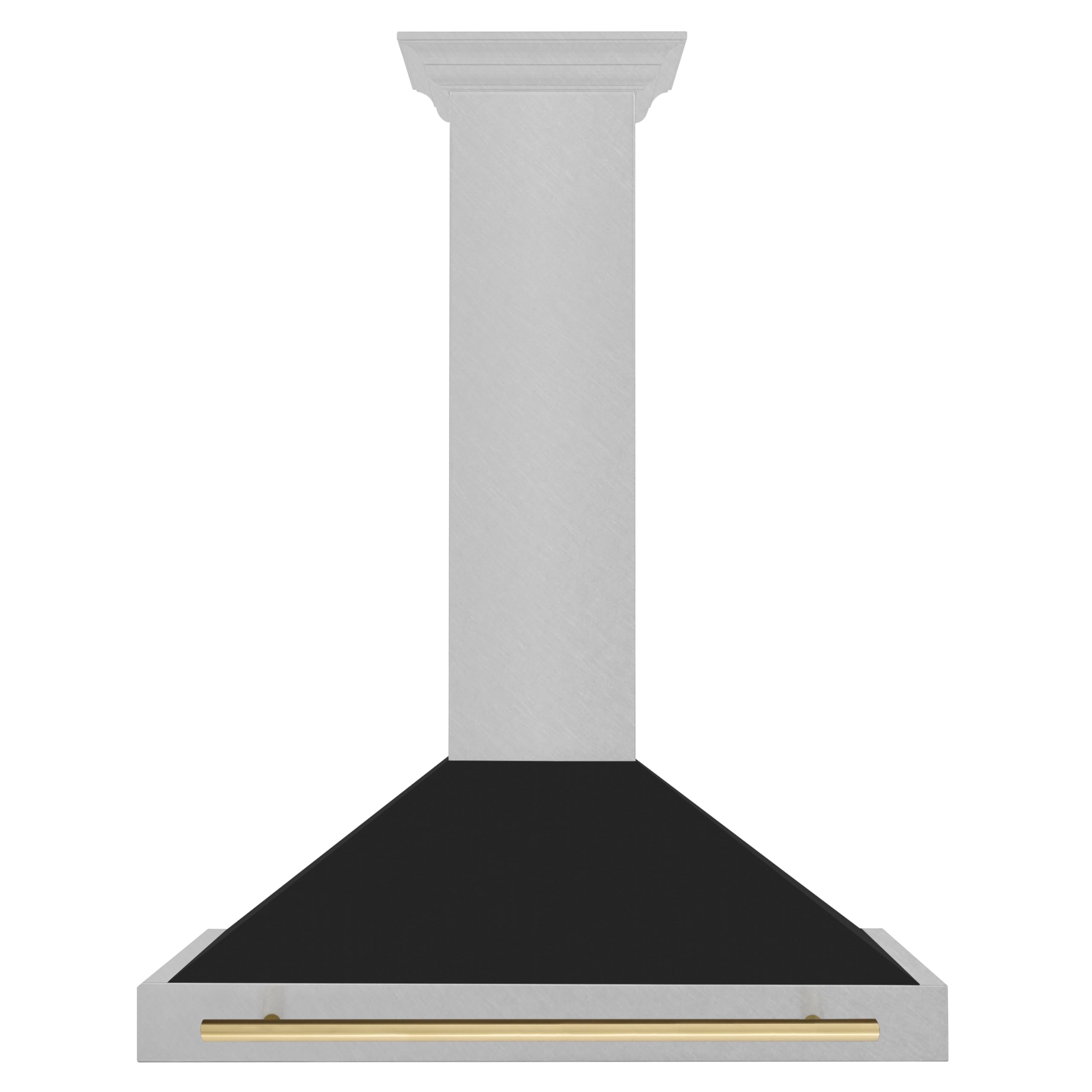 ZLINE Autograph Edition 36 in. Convertible Satin Stainless Steel Wall Mount Range Hood with Black Matte Shell and Champagne Bronze Handle KB4SNZ-BLM36-CB product image