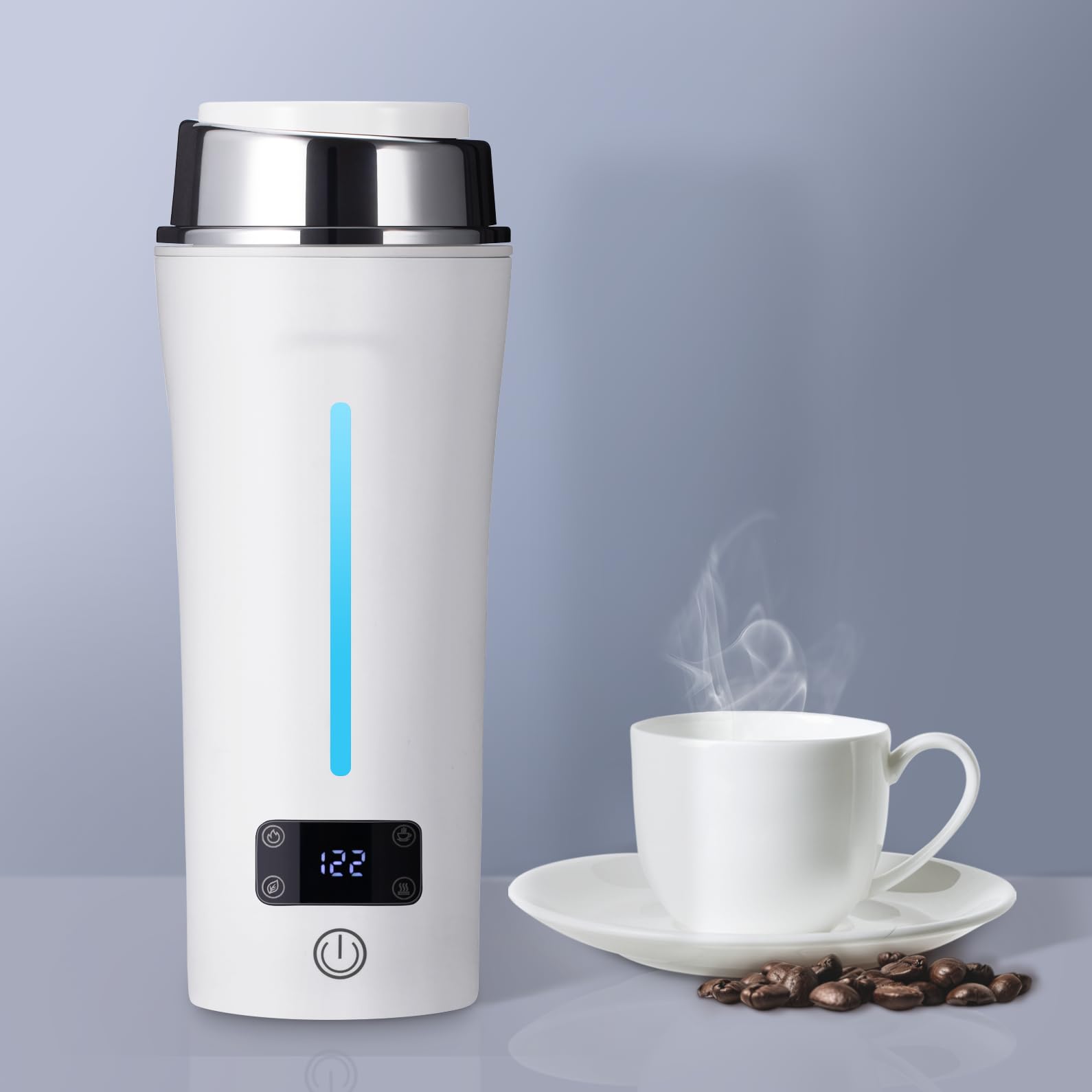Dual Voltage Travel Kettle, 110-240V Portable Electric Kettle with LCD Display, 4 Temperature Settings, 4 Colors LED for Global Use 350ML product image