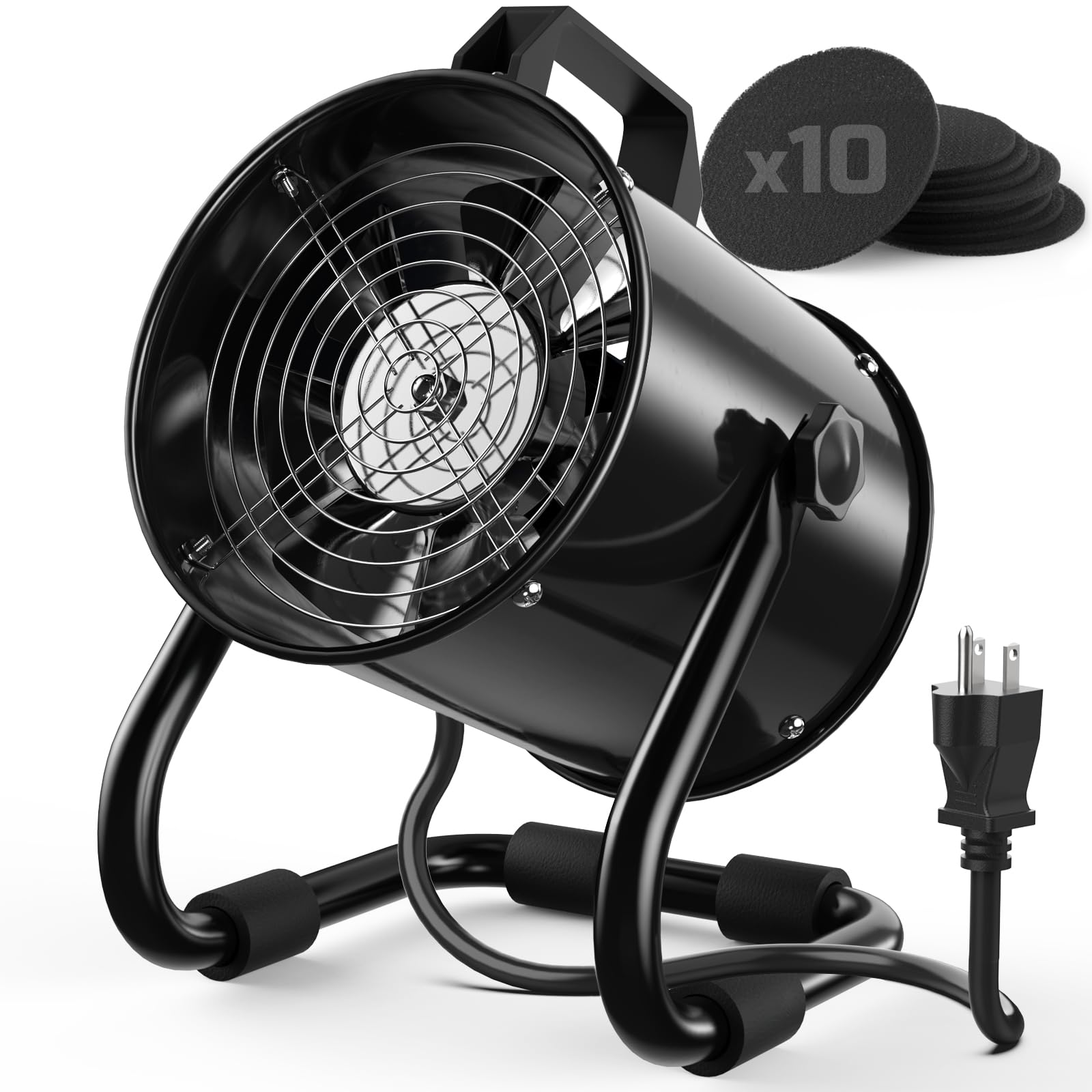 Jeebel Camp Portable Range Hood 6 Inch Portable Kitchen Exhaust Fan 350 CFM Strong Wind with 10 Activated Charcoal Filter Reusable Aluminum Alloy Portable Hood Fan for Indoor BBQ, Hot Pot, Black product image