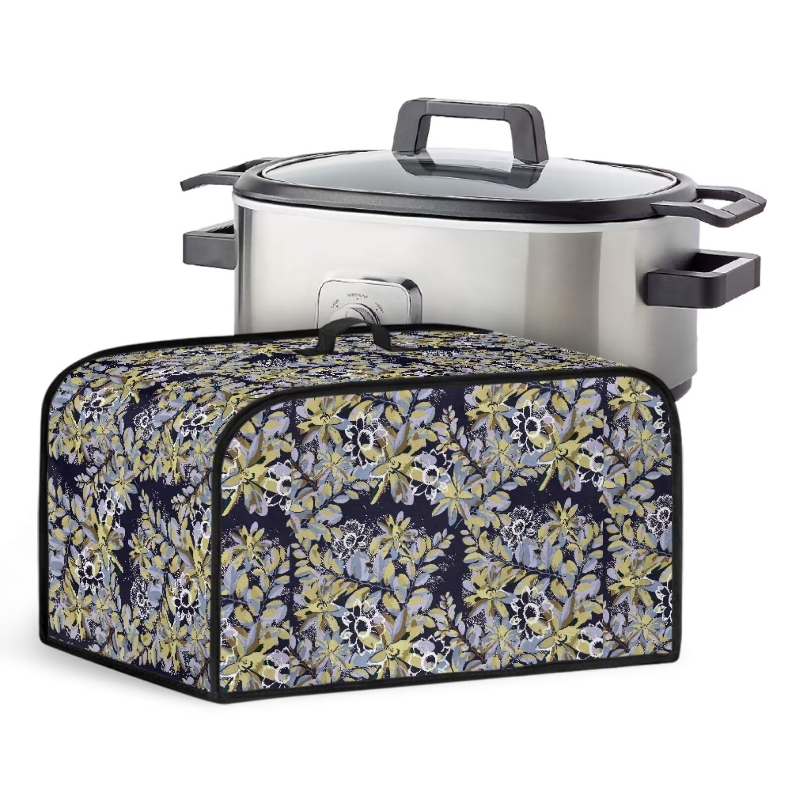 Generic Dust Cover for Slow Cooker Pot Appliance Cover Well Stitched Cooker Dust Cover with Side Mesh Pocket and Handy Handle Easy to Clean and Storage, 8 quarts, Foliage, CZA64 product image