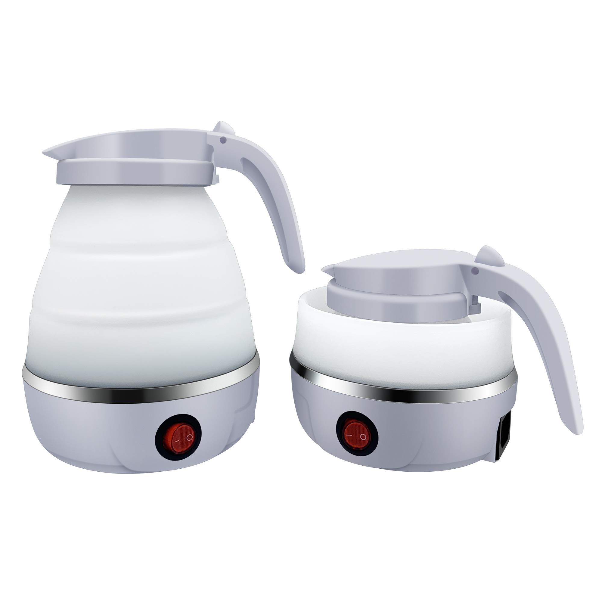 UpdateClassic Small Travel Foldable Electric Kettle, 0.6L Portable Collapsible Hot Water Boiler For Coffee Tea White product image