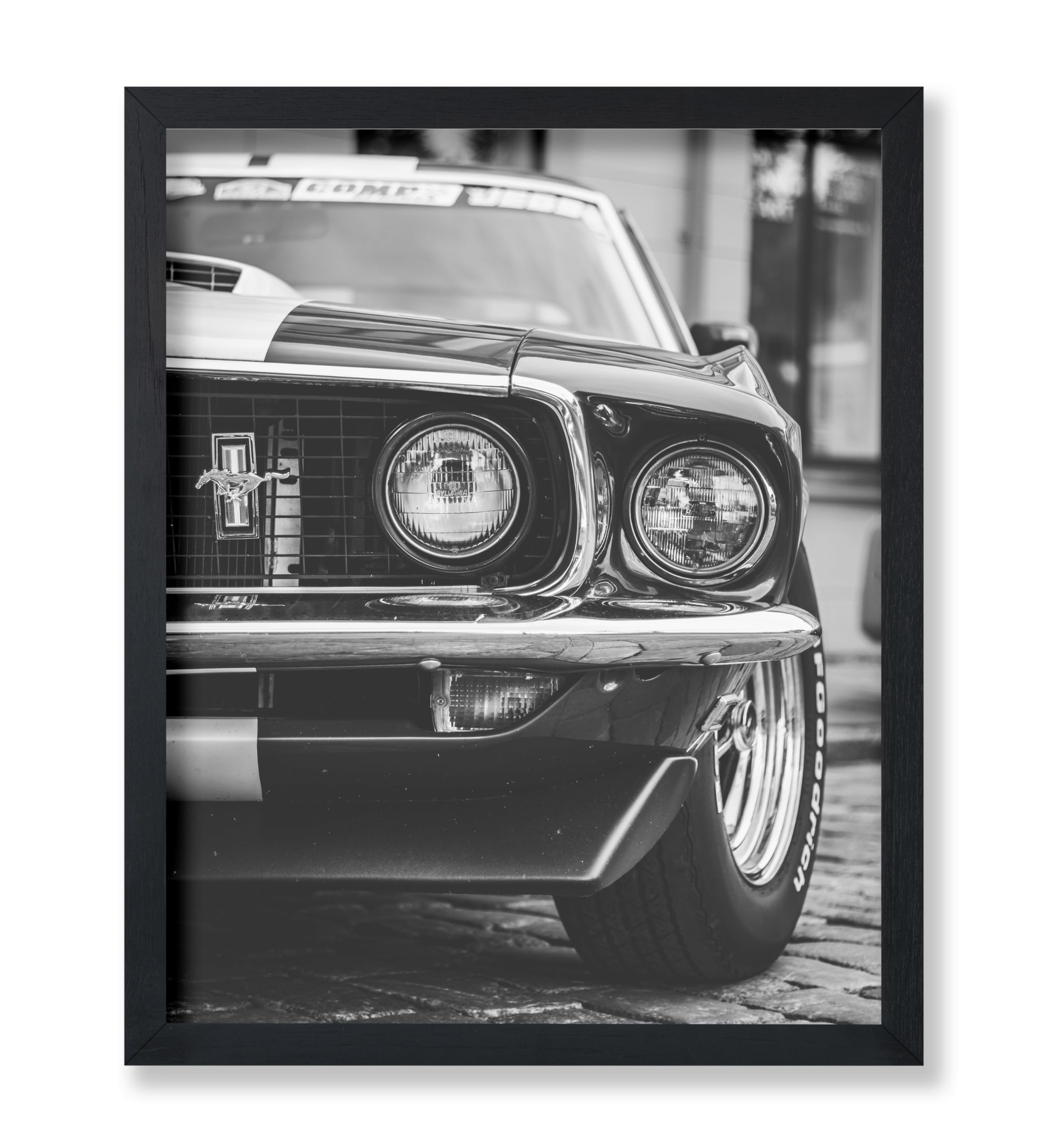 Poster Master Classic Muscle Car Print - Vehicle Poster - Transportation Art - Black and White Photography Wall Design - Floral Art - Great Garage or Office Decor - 8x10 UNFRAMED Wall Art product image