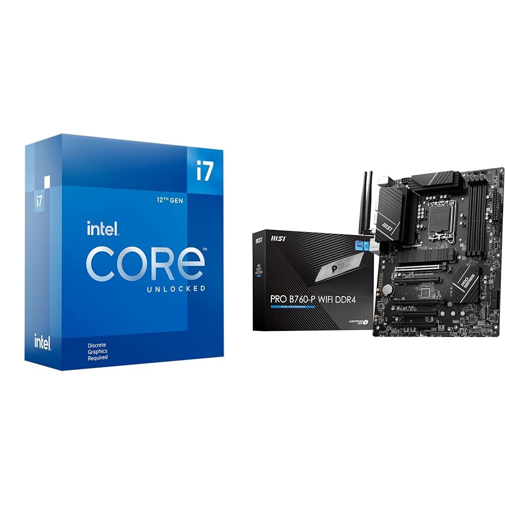 Intel Core i7-12700KF Gaming Desktop Processor + MSI PRO B760-P WiFi DDR4 ProSeries Motherboard product image