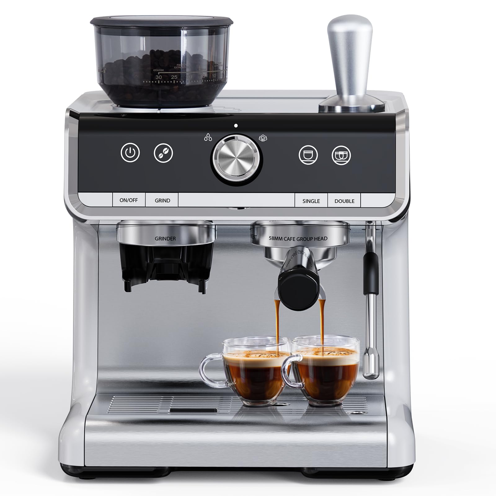 20 Bar Espresso Machine With Grinder, Professional Barista Latte Espresso Maker with Milk Frother Steam Wand & 2.8L Removable Water Tank, Semi Automatic Espresso Machine for Cappuccino or Macchiato product image
