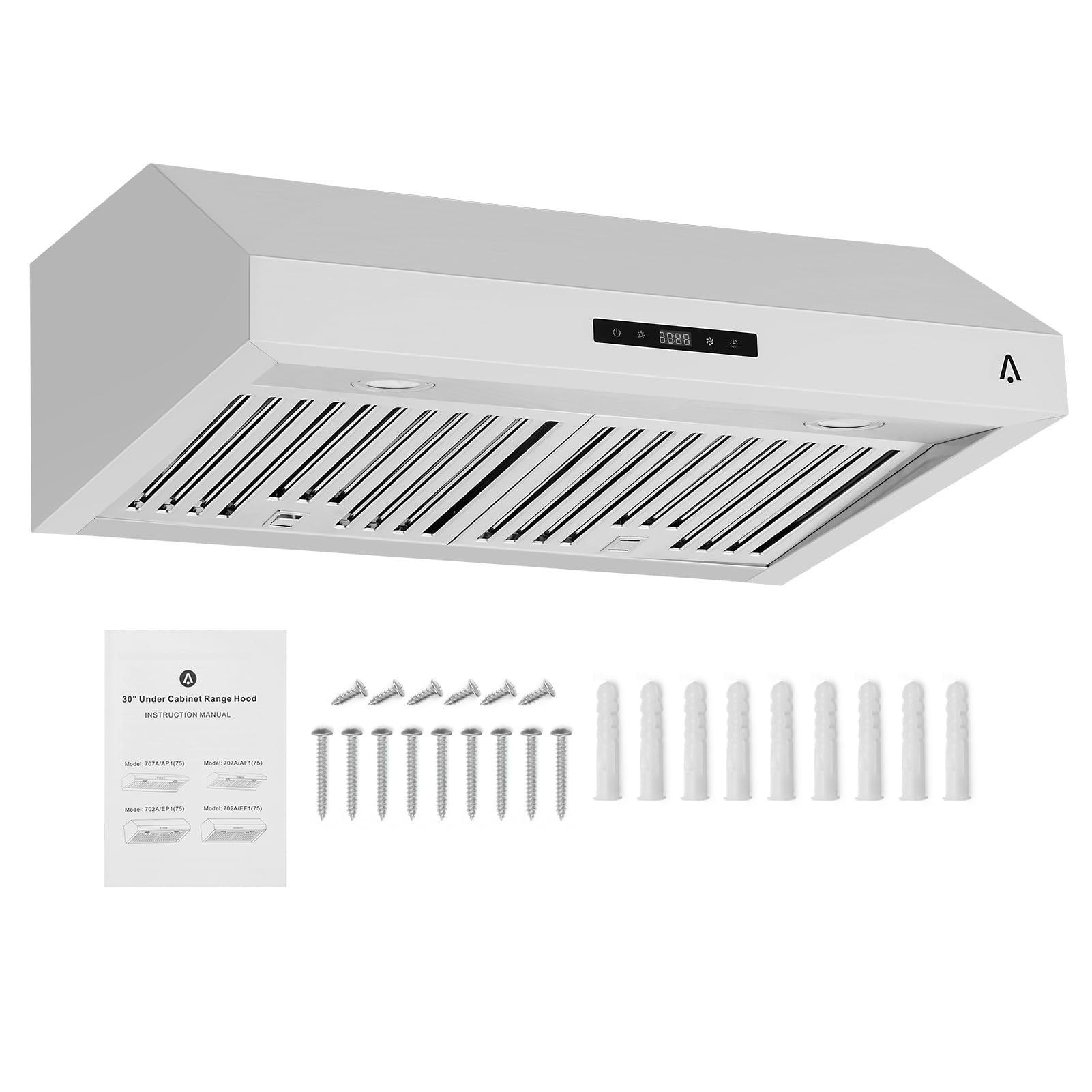 GarveeHome 30 in Under Cabinet Range Hood, Stainless Steel Kitchen Vent Hood with 400 CFM Suction and 3-Speed Touch Control, Touch Control Panel, Ideal for Home and Small Apartment Kitchens, Silver product image