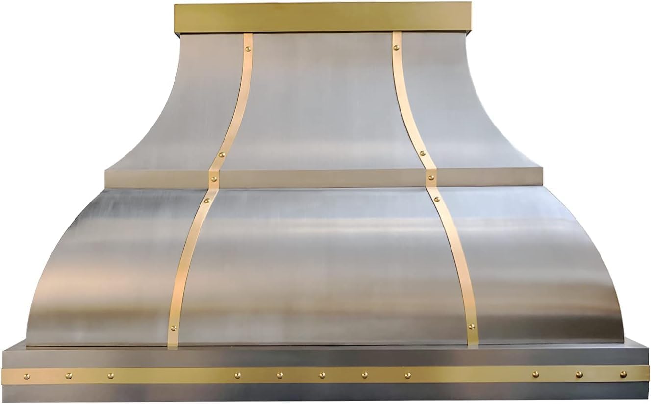 Stainless Steel Range Hood Wall Mount 48’’ W,51’’ H, CT Copper Tailor Custom Handmade Metal Kitchen Vent Hood, With 4-Speed Exhaust Fan & LED Light,SH1-2TRM product image