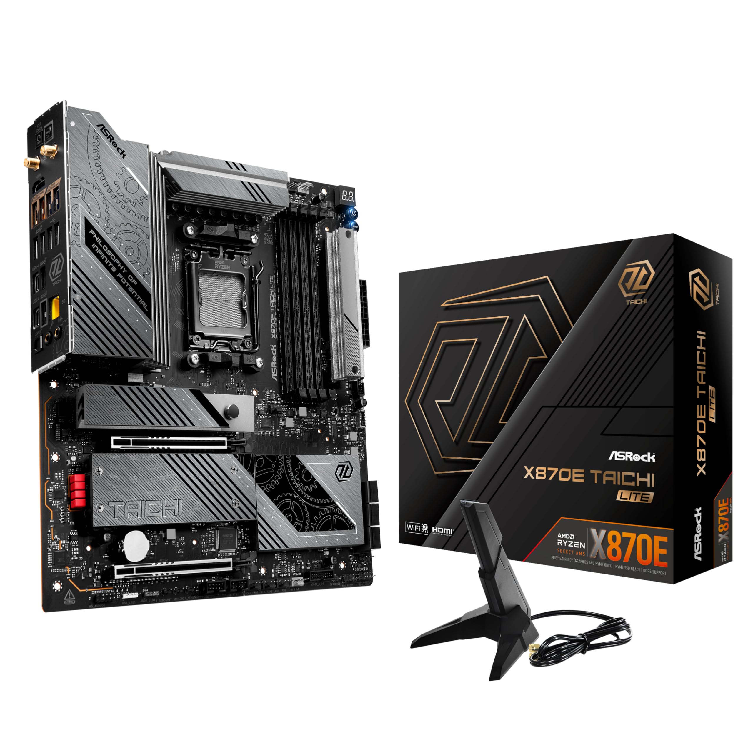 ASRock AMD X870E Taichi Lite Ryzen Socket AM5 DDR5 DIMMs 8200 256 GB X870 EATX Motherboard 5G LAN M.2 USB4 WiFi7 product image