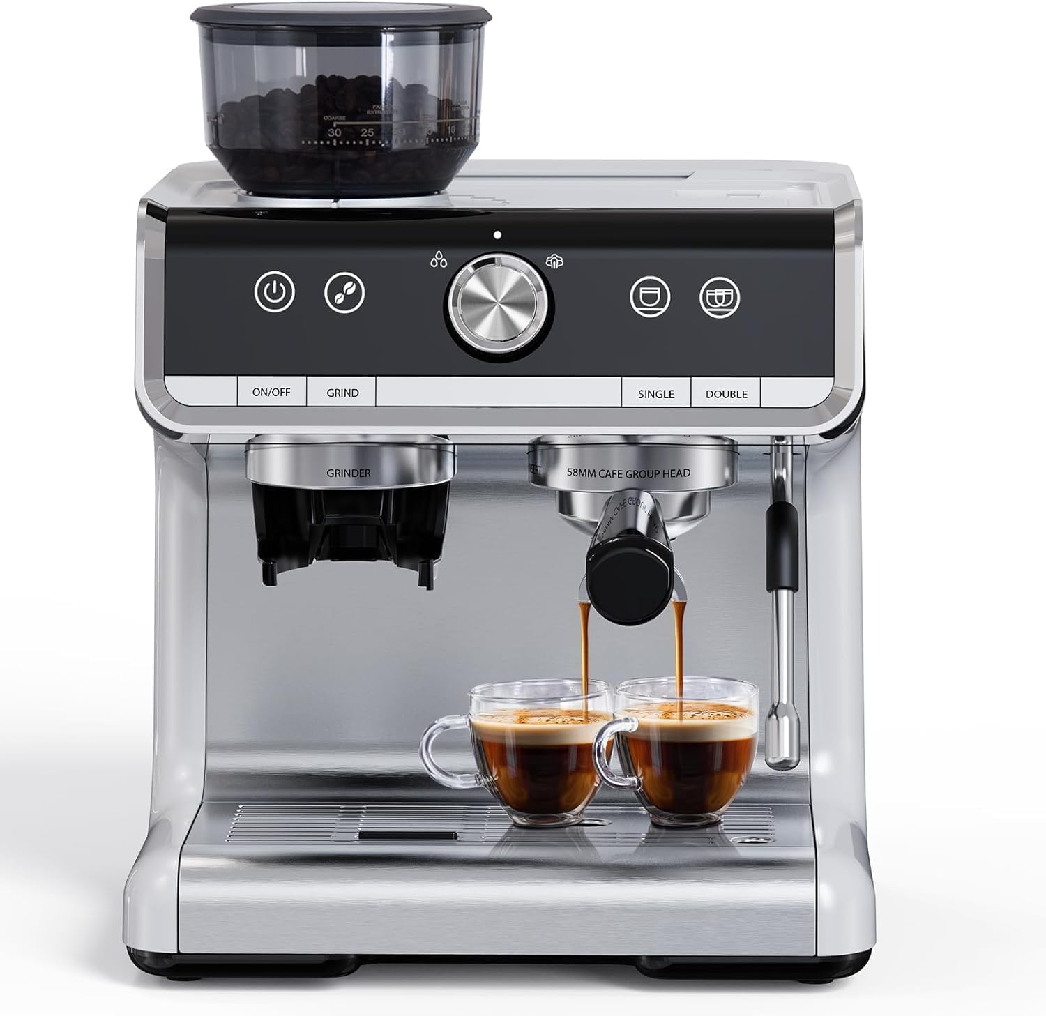 Espresso Machine with Grinder 20 Bar Pump, 2.8L Removable Water Tank Semi Automatic Coffee Maker with Grinder, Milk frother, Ideal for Small Families and Offices product image