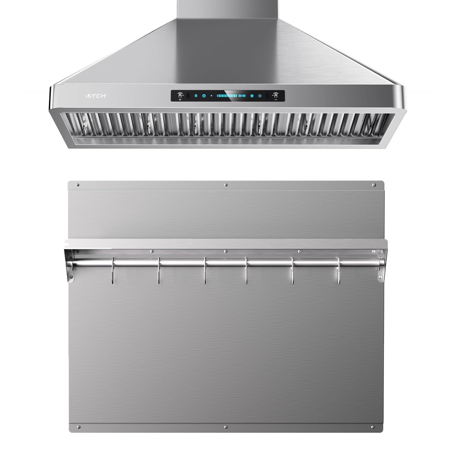 IKTCH Wall Mounted Range Hood 30 inch & Stainless Steel Backsplash, 900 CFM Ducted/Ductless Range Hood, Stainless Steel Range Hood with Gesture Sensing & Touch Control product image