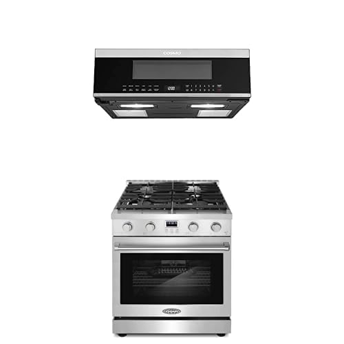 Cosmo 2-Pc Kitchen Appliance Packages, 30" Slide-In Gas Range and 30" Slim OTR Microwave product image