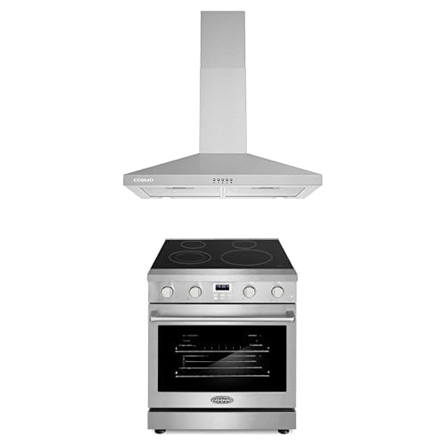 Cosmo 2-Pc Kitchen Appliance Packages, 30" Slide-In Electric Range and 30" Wall Mount Range Hood product image