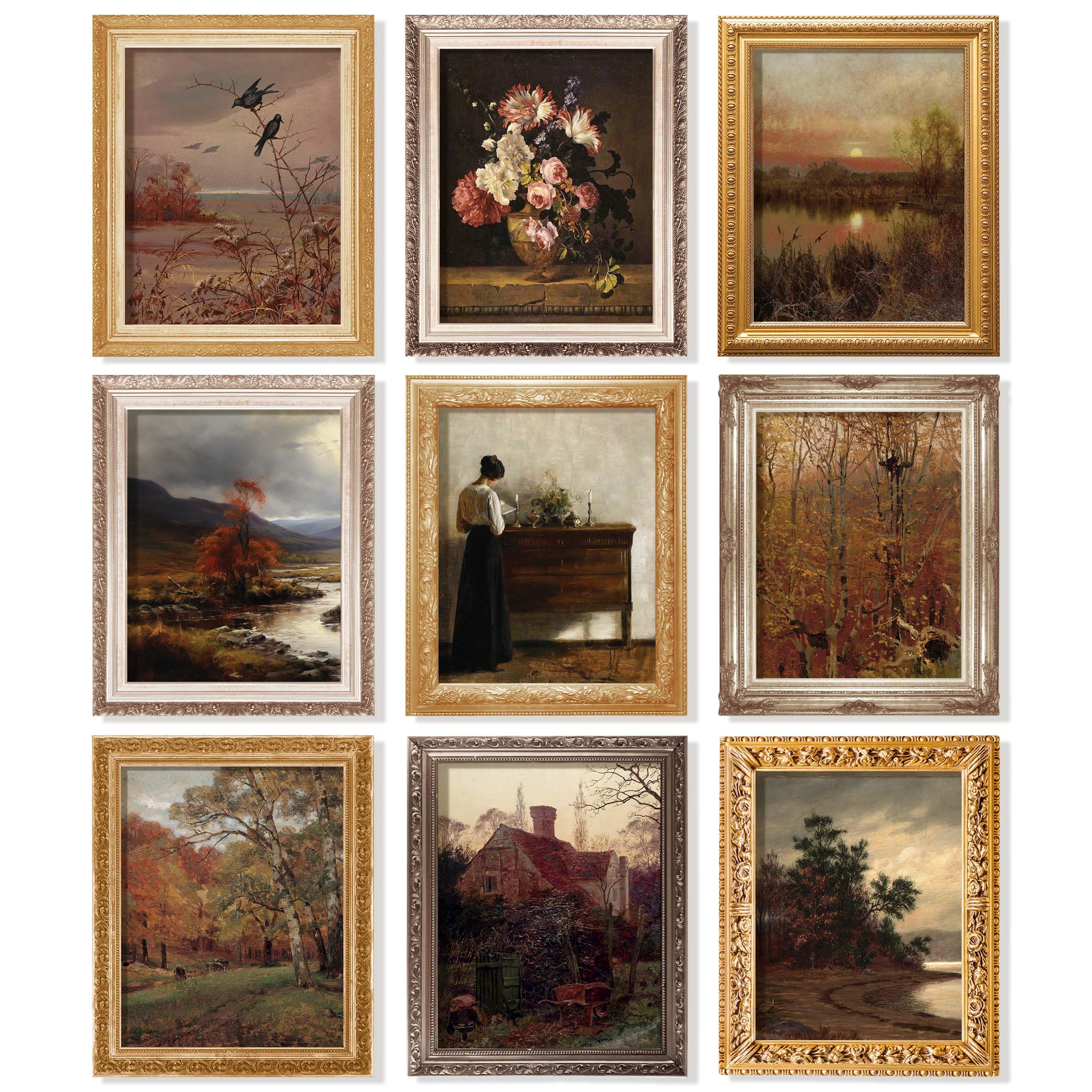 97 Decor Vintage Wall Art Decor - Vintage Fall Prints, Rustic Farmhouse Wall Decor, Neutral Autumn Landscape Pictures French Country Posters For Home Bedroom Living Room Decorations 8x10 Unframed product image