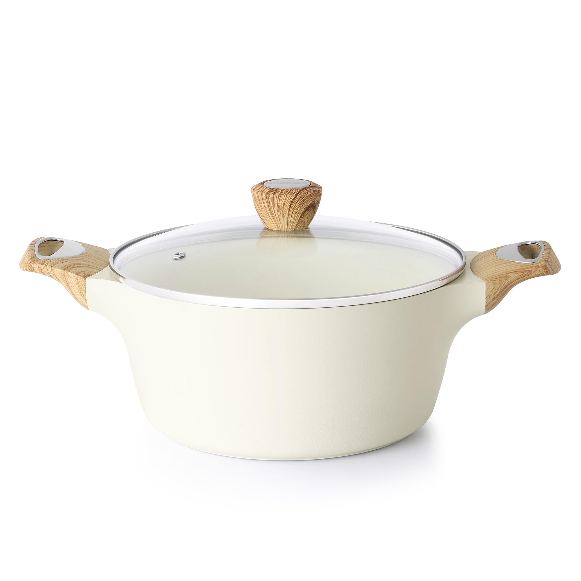 SENSARTE Ceramic Nonstick Stock Pot with Lid, 2.6/4.5/6.6/8.5 QT Soup Pot Casserole Pot, Non-toxic Healthy Pasta Pot, Large Cooking Pot Stew Pot, Induction Compatible, PFOA PFAS PTFE Free, White product image