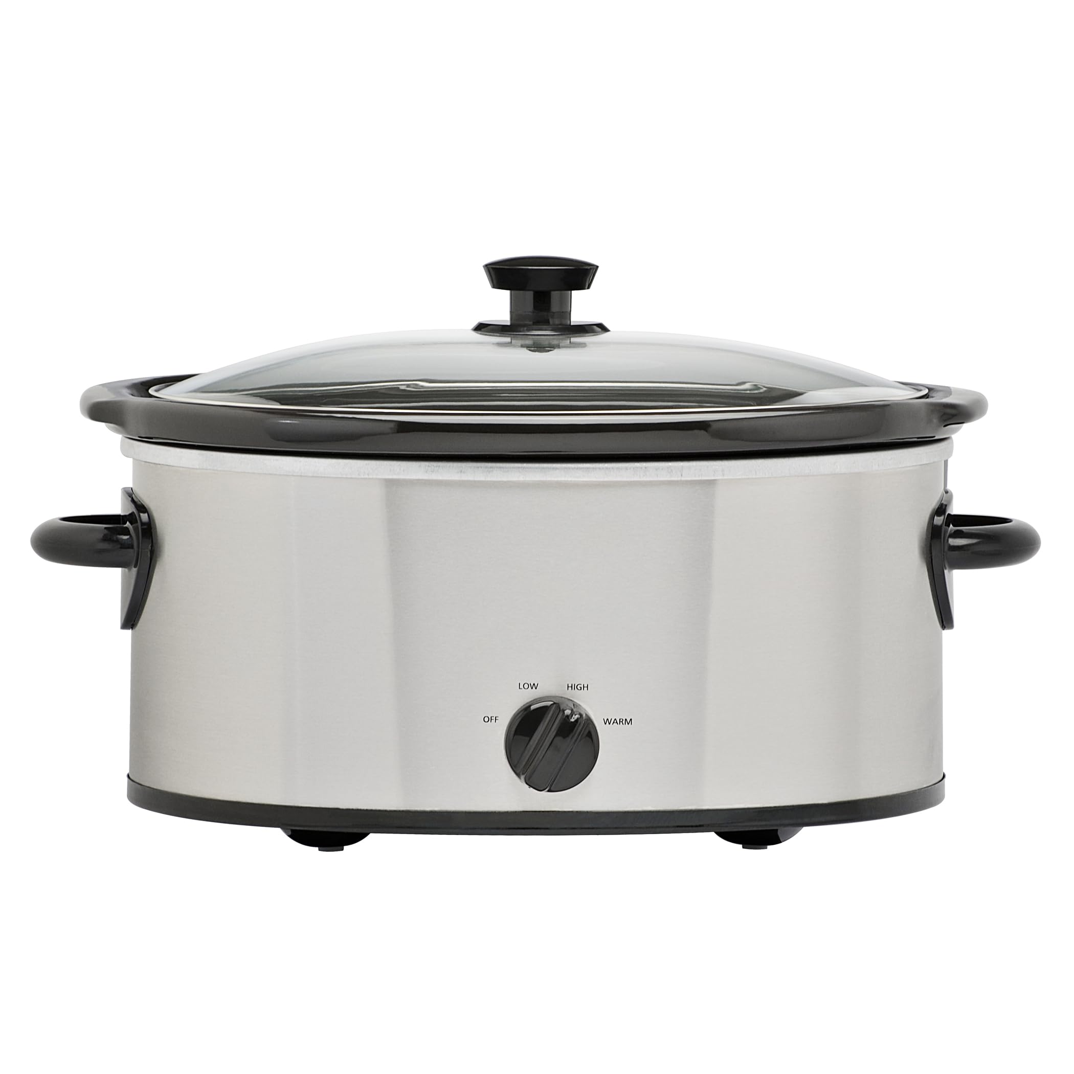 6 Quart Oval Slow Cooker, Stainless Steel Finish, Glass Lid, Adjustable Temp, Perfect for Families and Gatherings Entertaining, Silver product image
