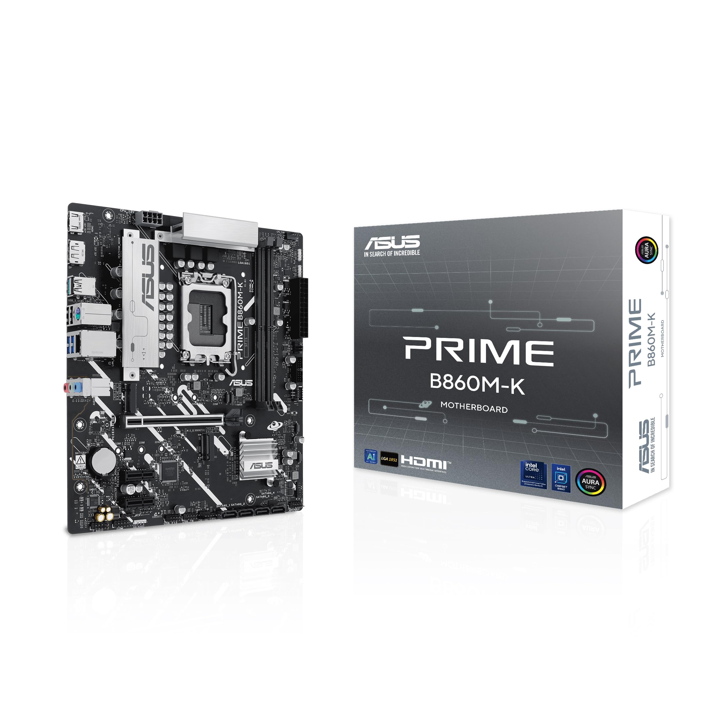 ASUS Prime B860M-K Motherboard Socket Intel LGA 1851 Intel B860, mATX, DDR5 Memory, PCIe 5.0, 1x PCIe 4.0 M.2, Aura Sync product image