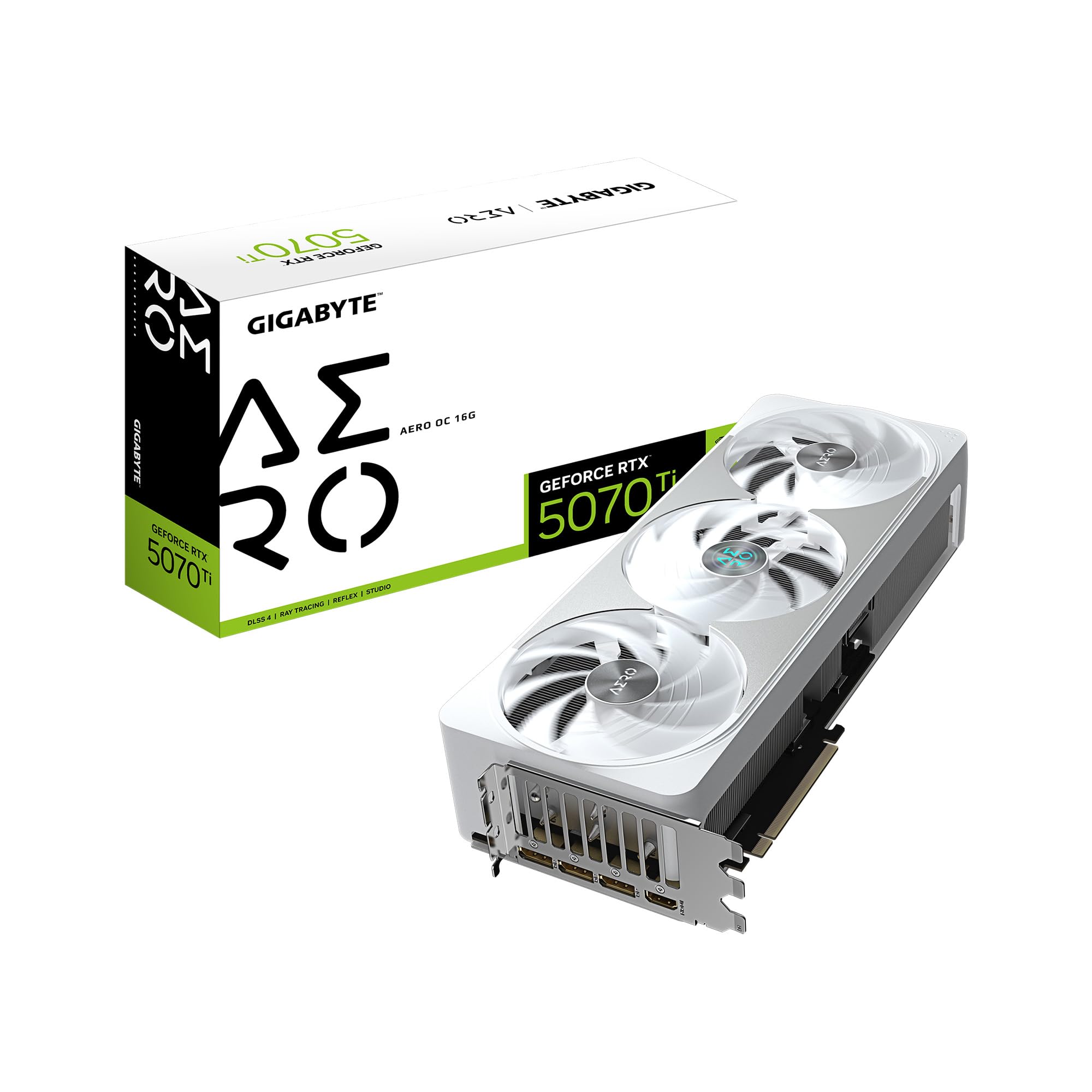 GIGABYTE GeForce RTX 5070 Ti AERO OC 16G Graphics Card, 16GB 256-bit GDDR7, PCIe 5.0, WINDFORCE Cooling System, GV-N507TAERO OC-16GD Video Card product image