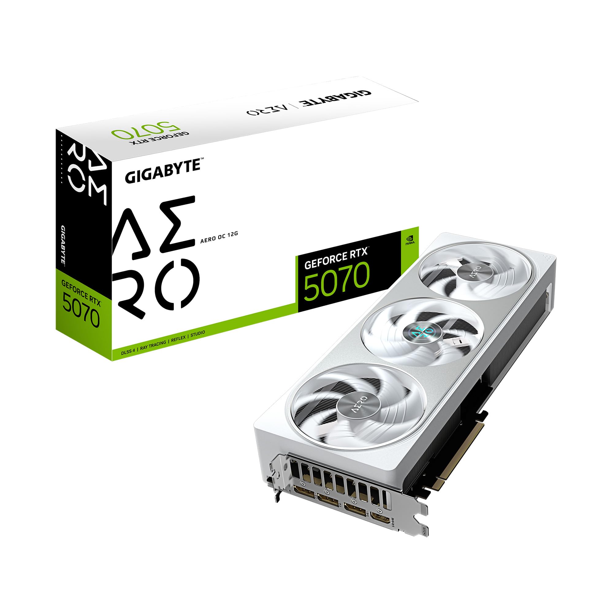 GIGABYTE GeForce RTX 5070 AERO OC 12G Graphics Card, 12GB 192-bit GDDR7, PCIe 5.0, WINDFORCE Cooling System, GV-N5070AERO OC-12GD Video Card, Compatible with Desktop product image