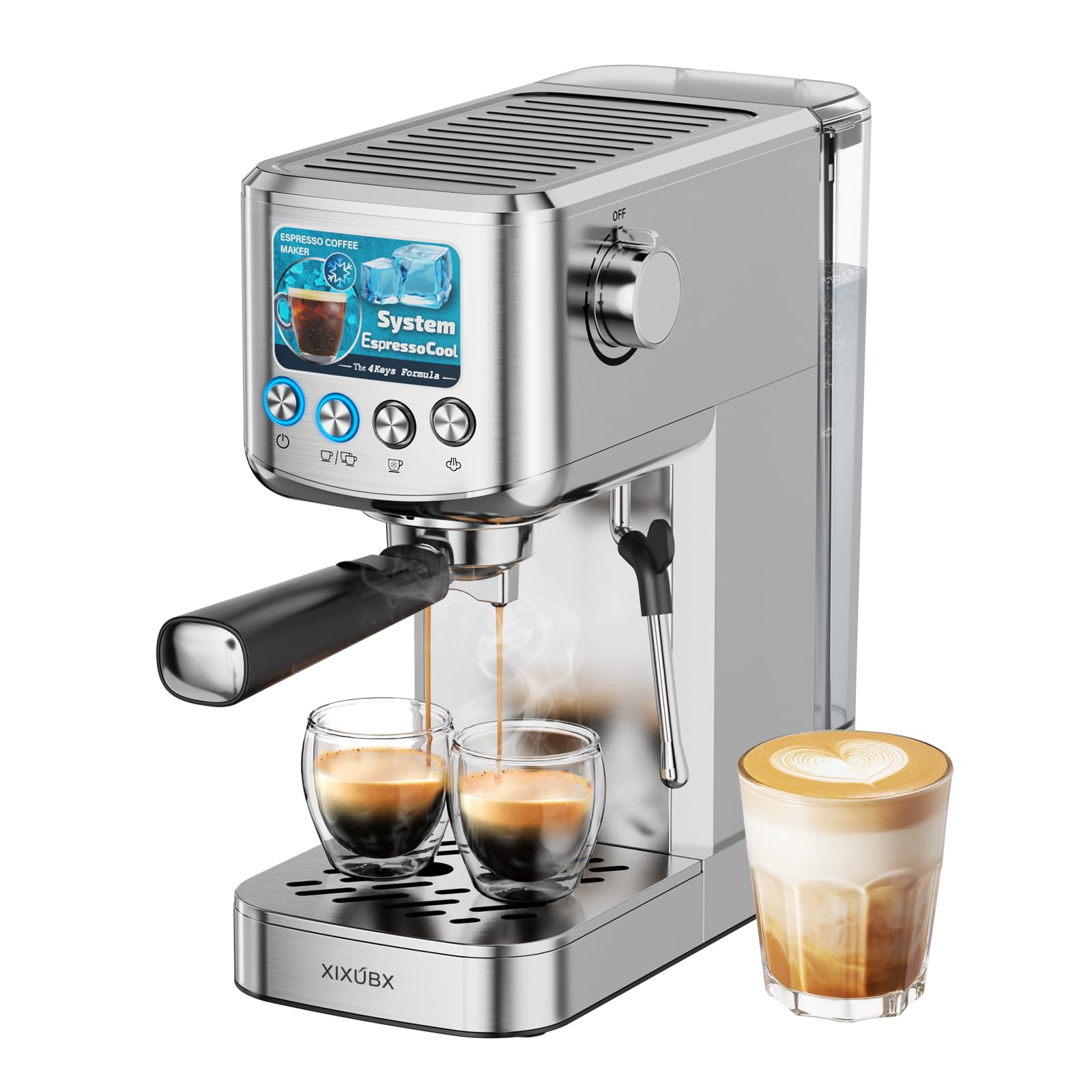 Espresso Machine 20 Bar with Milk Frother, Stainless Steel Coffee Maker with 42 oz Removable Water Tank for Cappuccino, Latte&Cold Brew, Home&Office, Silver product image