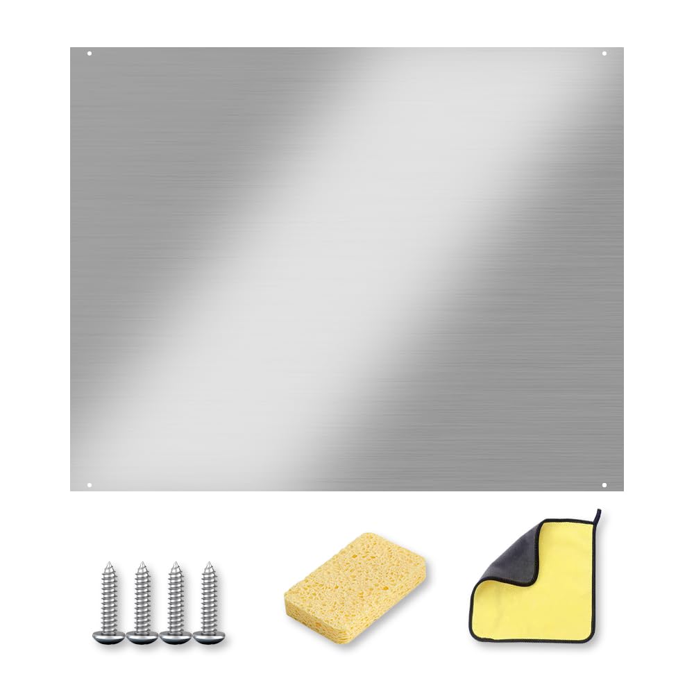 36”x 24” Stainless Steel Backsplash, Range Backsplash Wall Shield Metal Panel, Ultra Flat Splatter Guard for Stove, Stainless Steel Sheet with 4 Pre Drilled Holes for Easy Installation product image