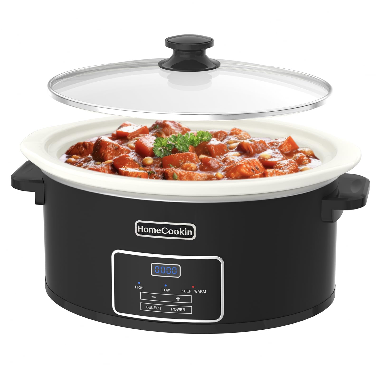 HOMECOOKIN 8-Quart Programmable Slow Cooker with Timer Keep Warm - Small Kitchen Appliance for Family Dinners - Serves 6+ People Black product image