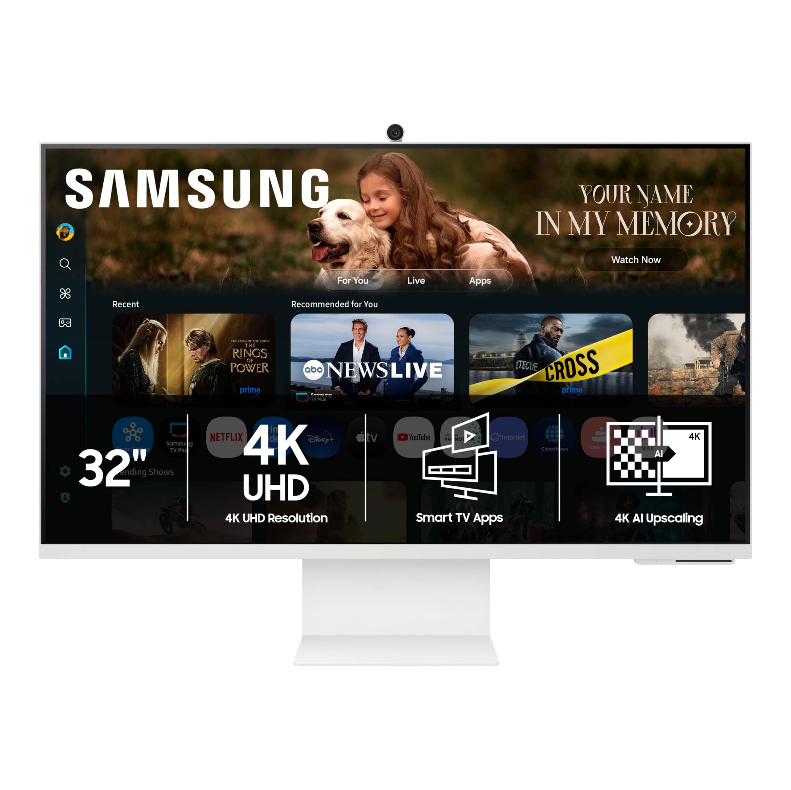 Samsung 32” Smart Monitor M8 M80F 4K UHD Display, Samsung Vision AI, Smart TV Apps, Gaming Hub, USB-C, HDMI and USB-A, White, LS32FM803UNXZA, 2025 product image