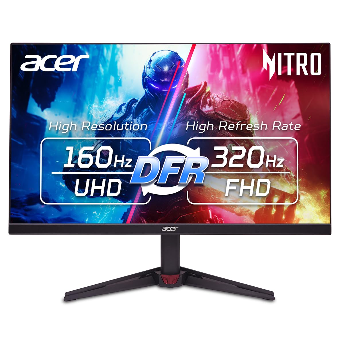 acer Nitro 27” 4K UHD 3840 x 2160 Gaming IPS Monitor | AMD FreeSync Premium | Up to 160Hz Refresh Rate with DFR to FHD 320Hz| Up to 0.5ms | 1 x Display Port 1.4 & 2 x HDMI 2.1 Ports | VG270K V4bmiipx product image
