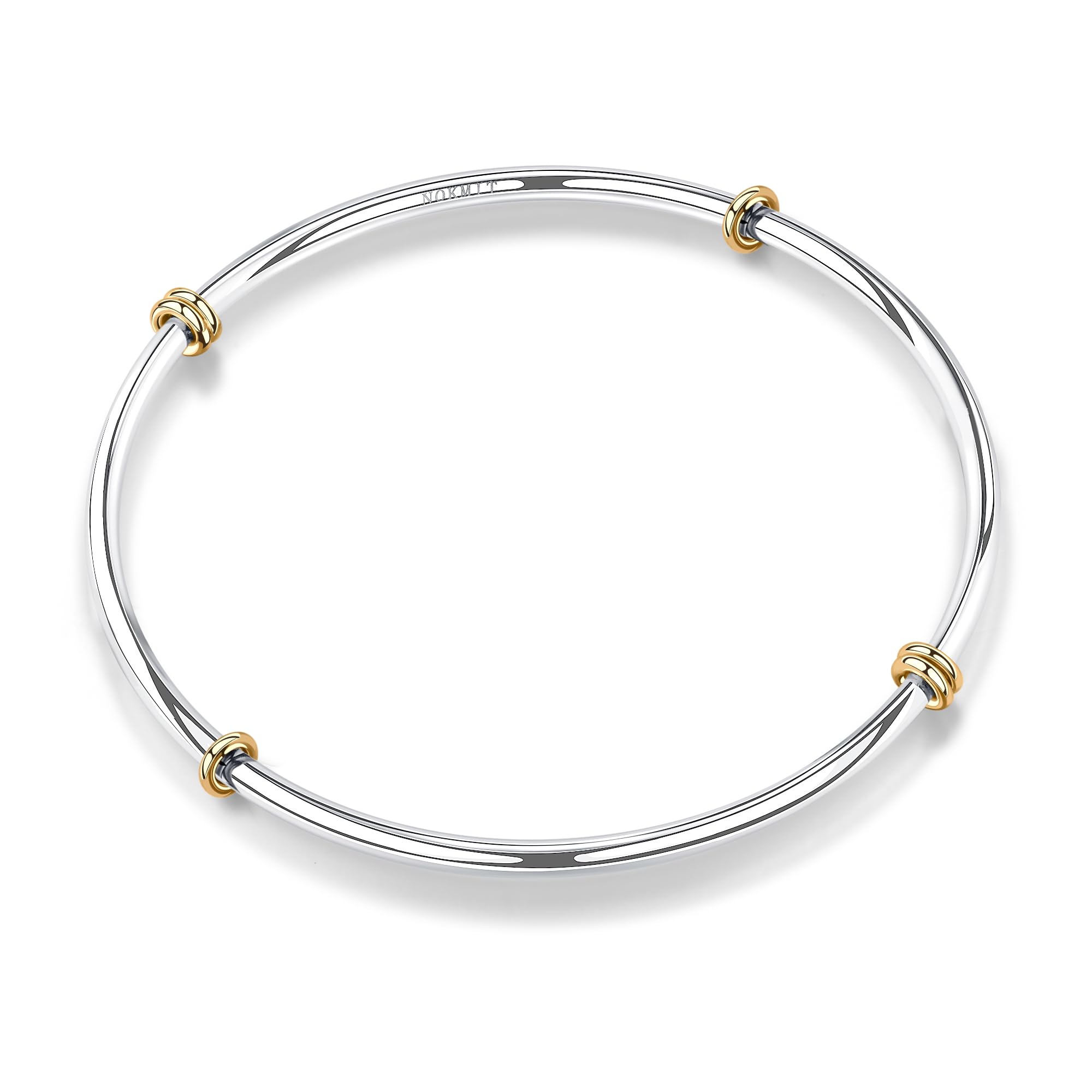 NOKMIT Triple Interlocked Stackable Bangle Bracelets for Women 3-Pack Two-Tone High Polished Stainless Steel Bangle Set Classic Plain Thin Non-Tarnish Gold&Silver product image for Women&rsquo;s Bangle Bracelets buying guide