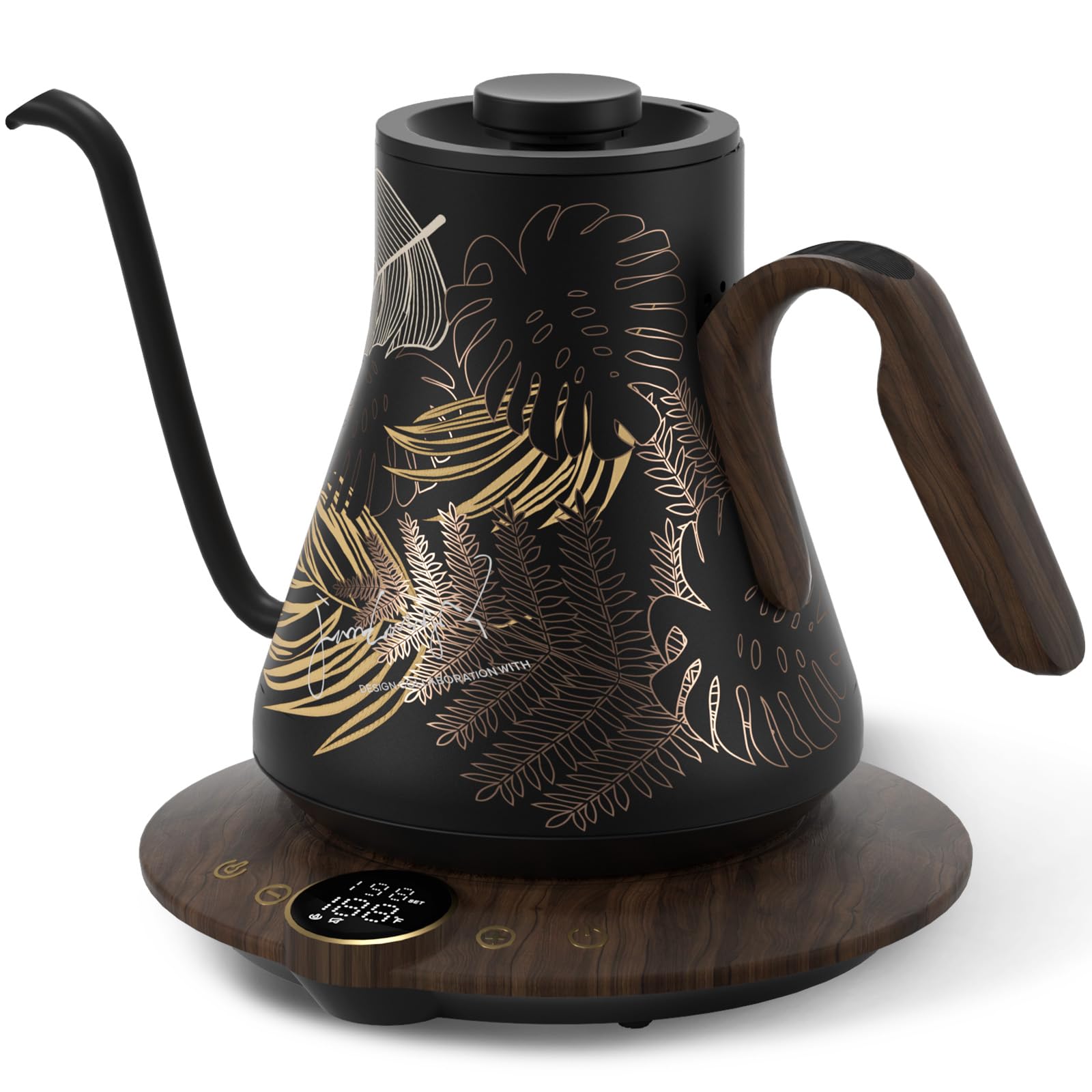Cocinare Barista Collection Gooseneck Electric Kettle, ±1℉ Precise Temperature Control for Pour-Over Coffee & Tea, Quick Heating 1500W, Stainless Steel Interior, 0.9L Rainforest product image
