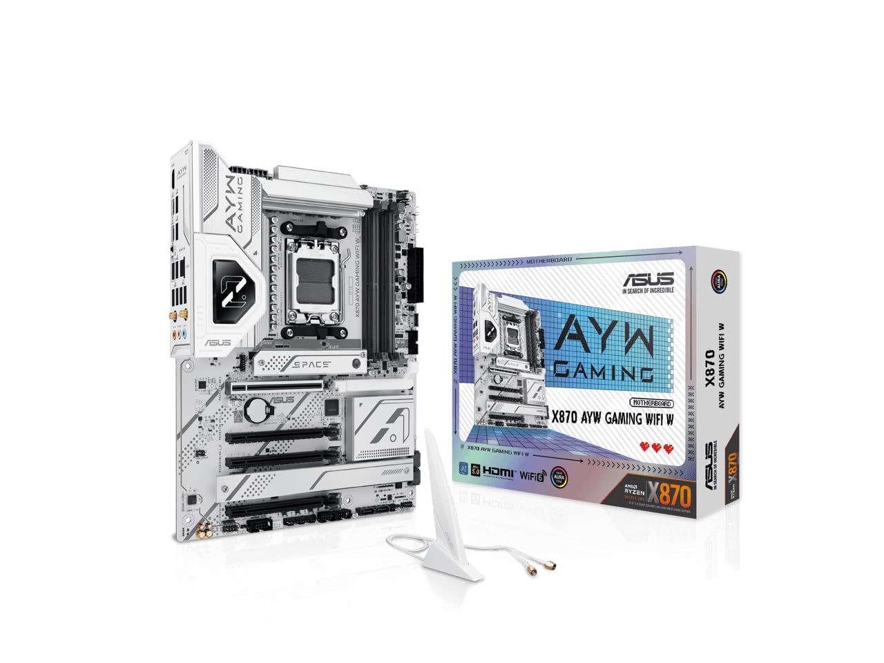 ASUS X870 AYW Gaming WiFi W AMD X870 AM5 ATX Motherboard, 12+2+1 80A DrMOS Power product image