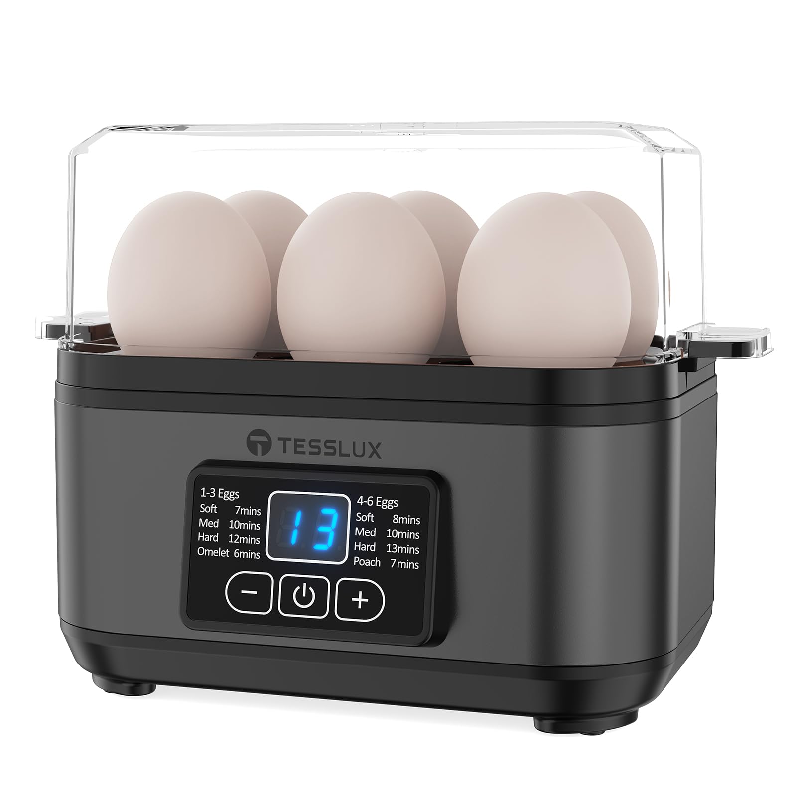 Electric Rapid Egg Cooker, 6 Egg Capacity for Hard Boiled Eggs, Poached Eggs, Scrambled Eggs, or Omelets Maker with Auto Shut Off Gray product image