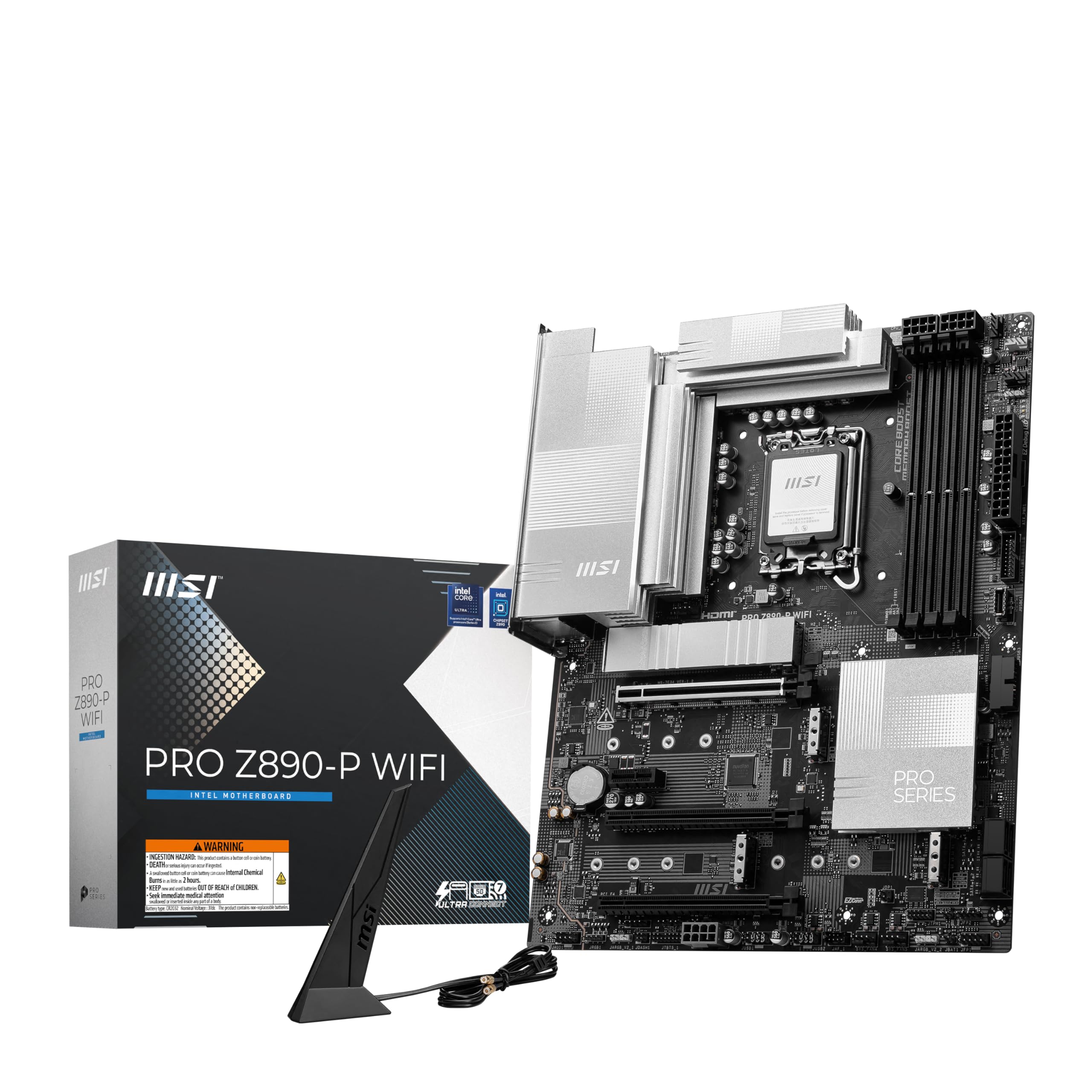 MSI PRO Z890-P WiFi ProSeries Motherboard Supports Core Ultra Series 2 Intel Processors, LGA 1851, DDR5, PCIe 5.0, M.2, SATA, 5Gbps LAN, USB Type-C, Wi-Fi 7, Bluetooth 5.4, Thunderbolt 4, ATX product image