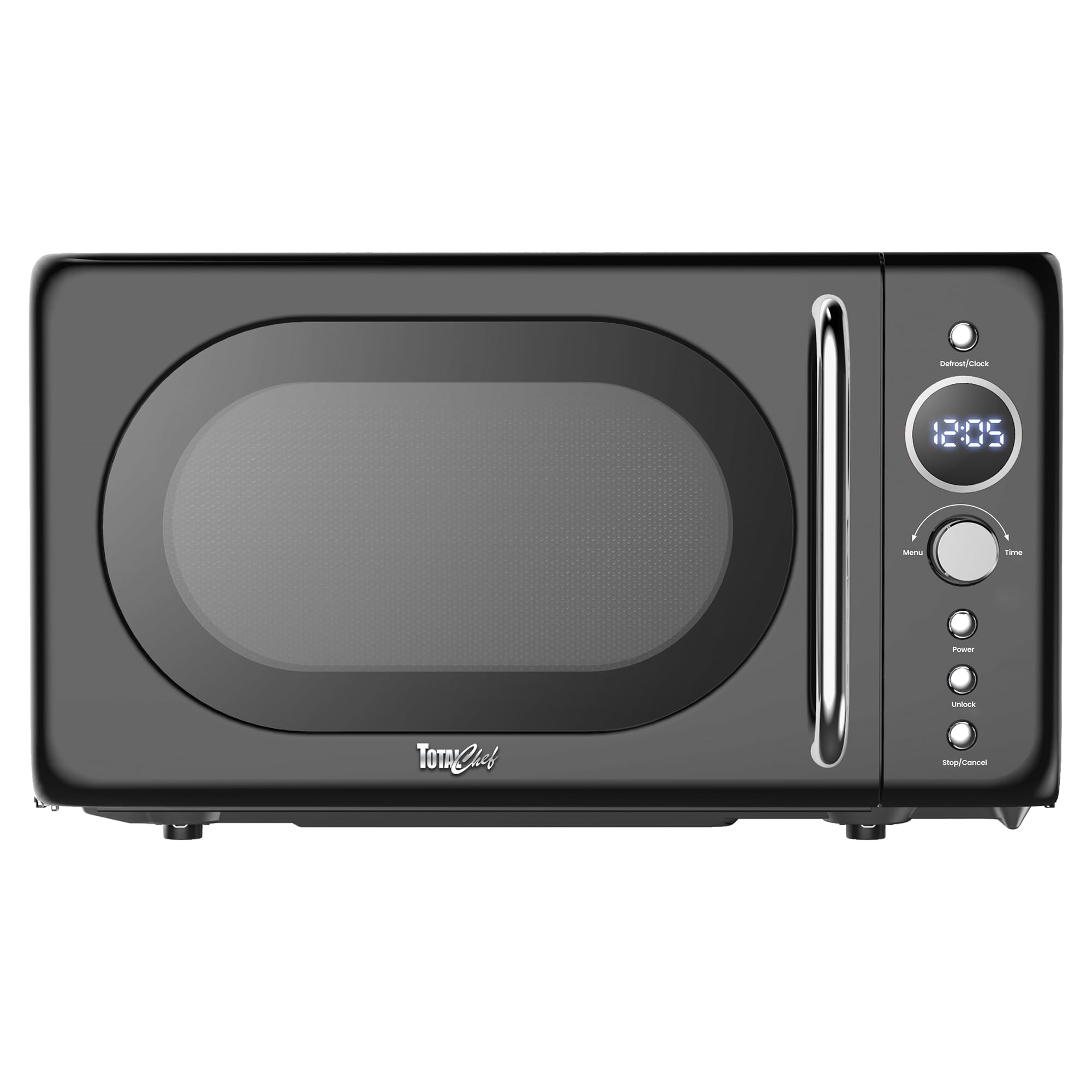 Total Chef Retro Microwave Oven | 20L / 0.7 Cu Ft | Quick Start & Defrost By Weight/Time | 8 Pre-set Cooking Modes For Coffee, Rice, Pasta, Potato, Reheat, Fish, Pizza, Popcorn | 700W | Black product image
