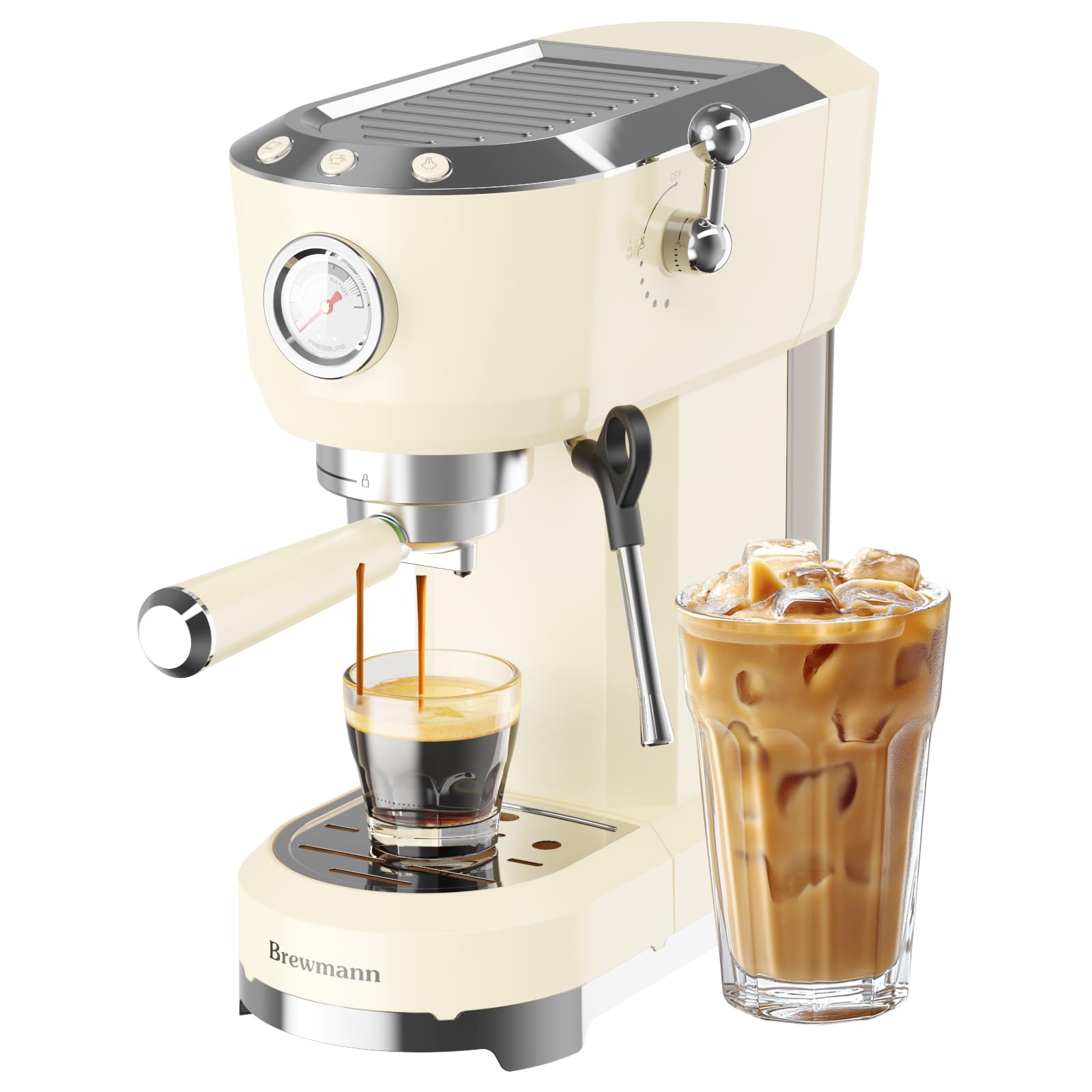 Espresso Machine 20 Bar, Latte and Cappuccino Machine with Steam Milk Frother, Fast Heating, Professional Espresso Maker for Home, 42oz Removable Water Tank, Cream product image