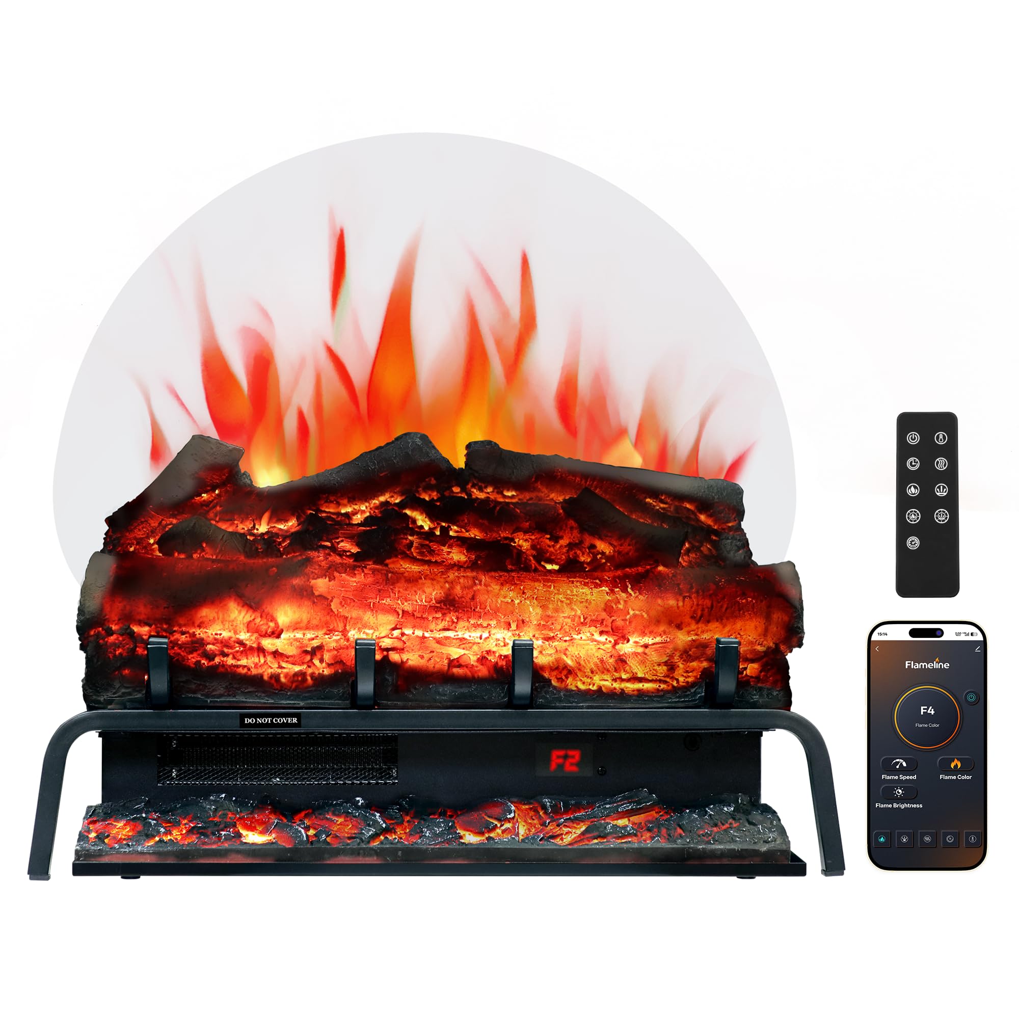 24.5" WiFi Freestanding Electric Fireplace Log Set, Fireplace Insert Heater with 9H Timer, Thermostat, 6 Flame Colors, 5 Levels Brightness & Speeds, 750W/1500W, App & Remote Control product image