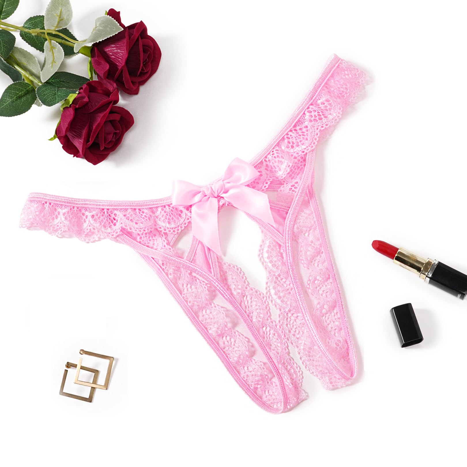 Avidlove Lace Panties for Women Low Rise Underwear Briefs Floral Lace Thong Panties with Bow 1-4 Pack product image