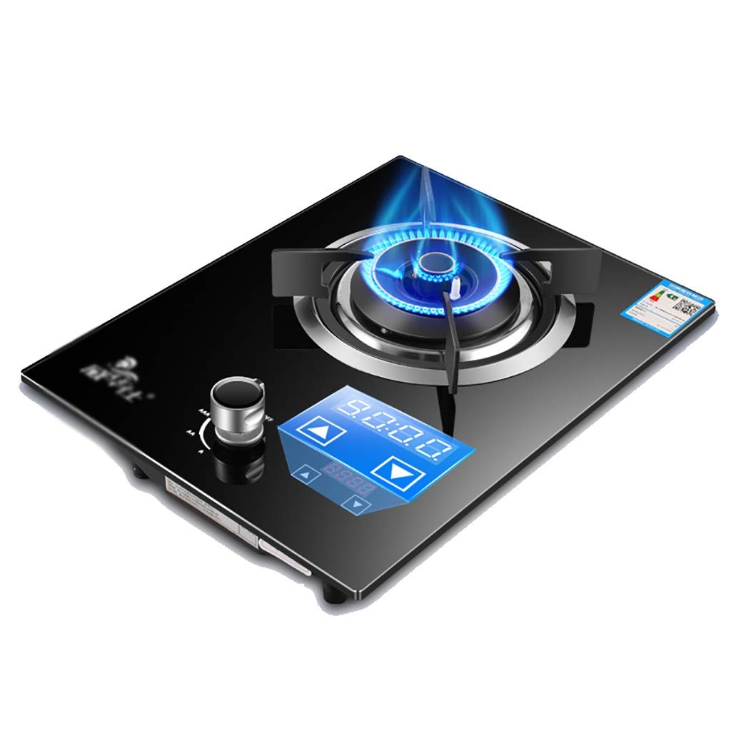 Mini Gas Stove Black Tempered Glass Single Gas Range Rotary Switch with Child Lock Suitable for Home Desktop/Embedded Gas Liquefied Gas Stove Energy Class A Color : Black Size : Natural Gas product image
