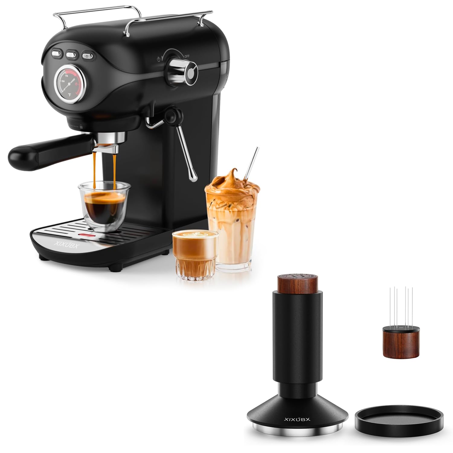 Espresso Machine 20 BAR, Compact Espresso Maker with Steam Milk Frother & 51mm Espresso Tamper & Magnetic WDT Tool product image