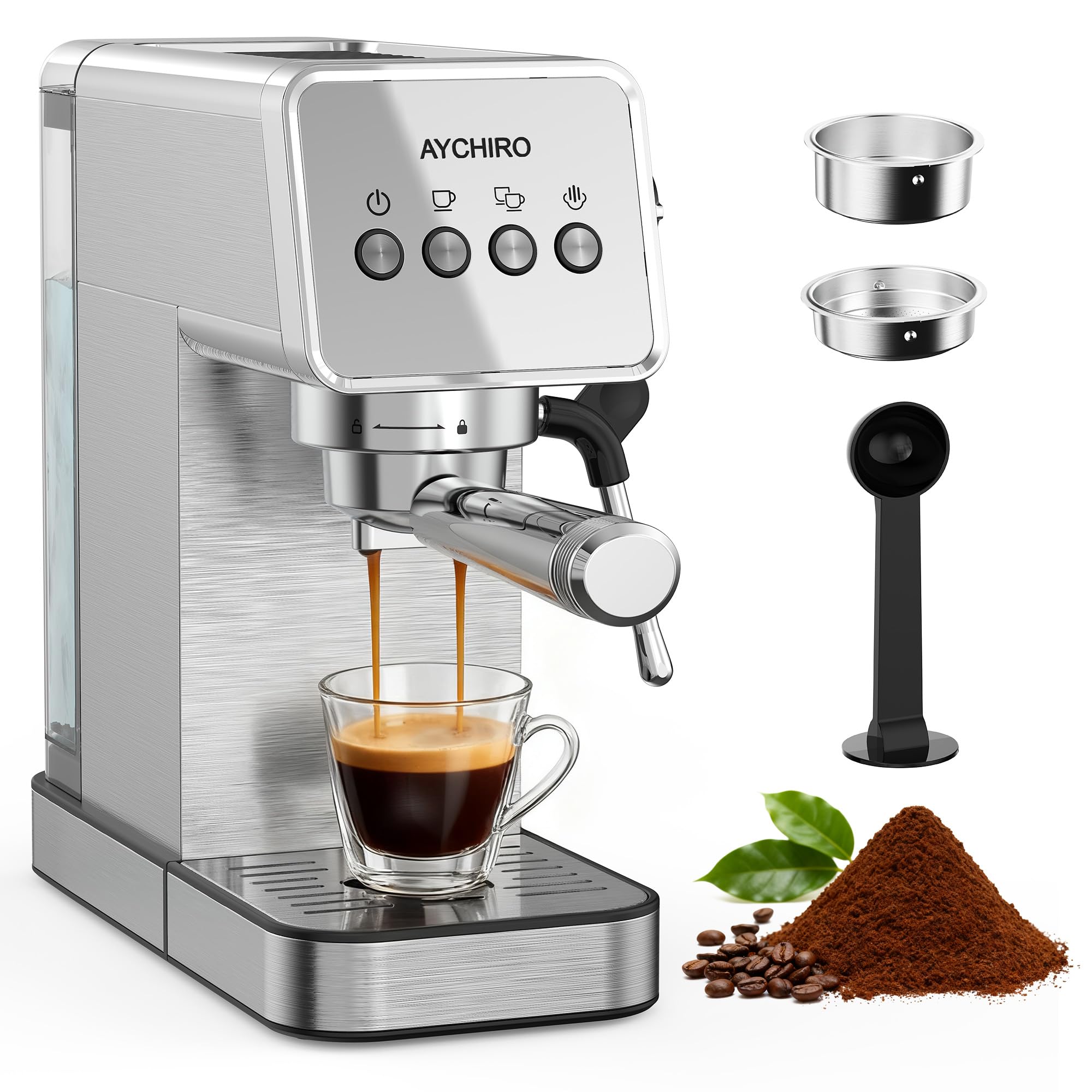 Espresso Machine with Steam Milk Frother, 20 Bar Professional Espresso Coffee Maker for Latte & Cappuccino, 1-Touch Control, Stainless Steel Housing, Removable Water Tank & Drip Tray product image