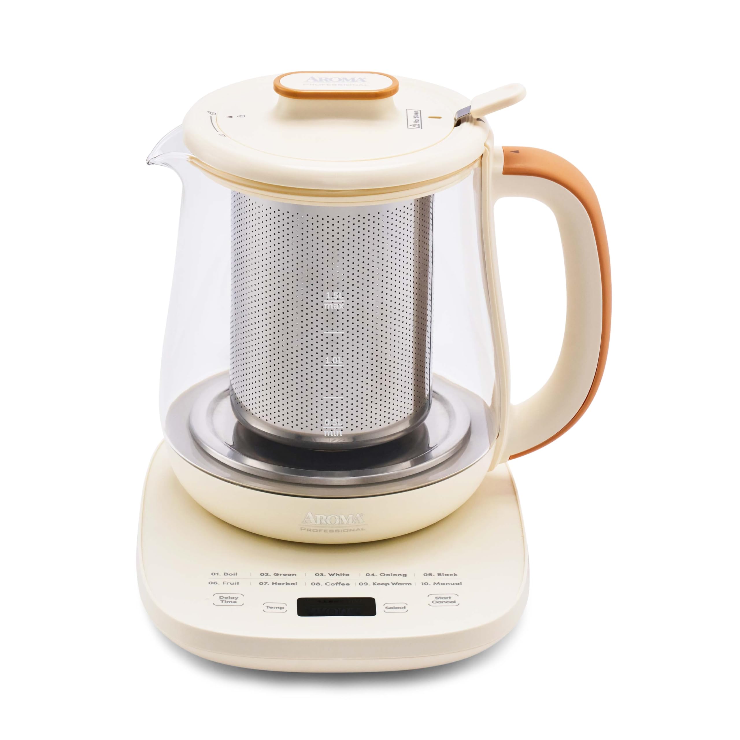 AROMA® Professional Infusion Glass Electric Tea Kettle with Temperature Control and 10 Preset Modes 6 Cups, 1.5 Liters product image