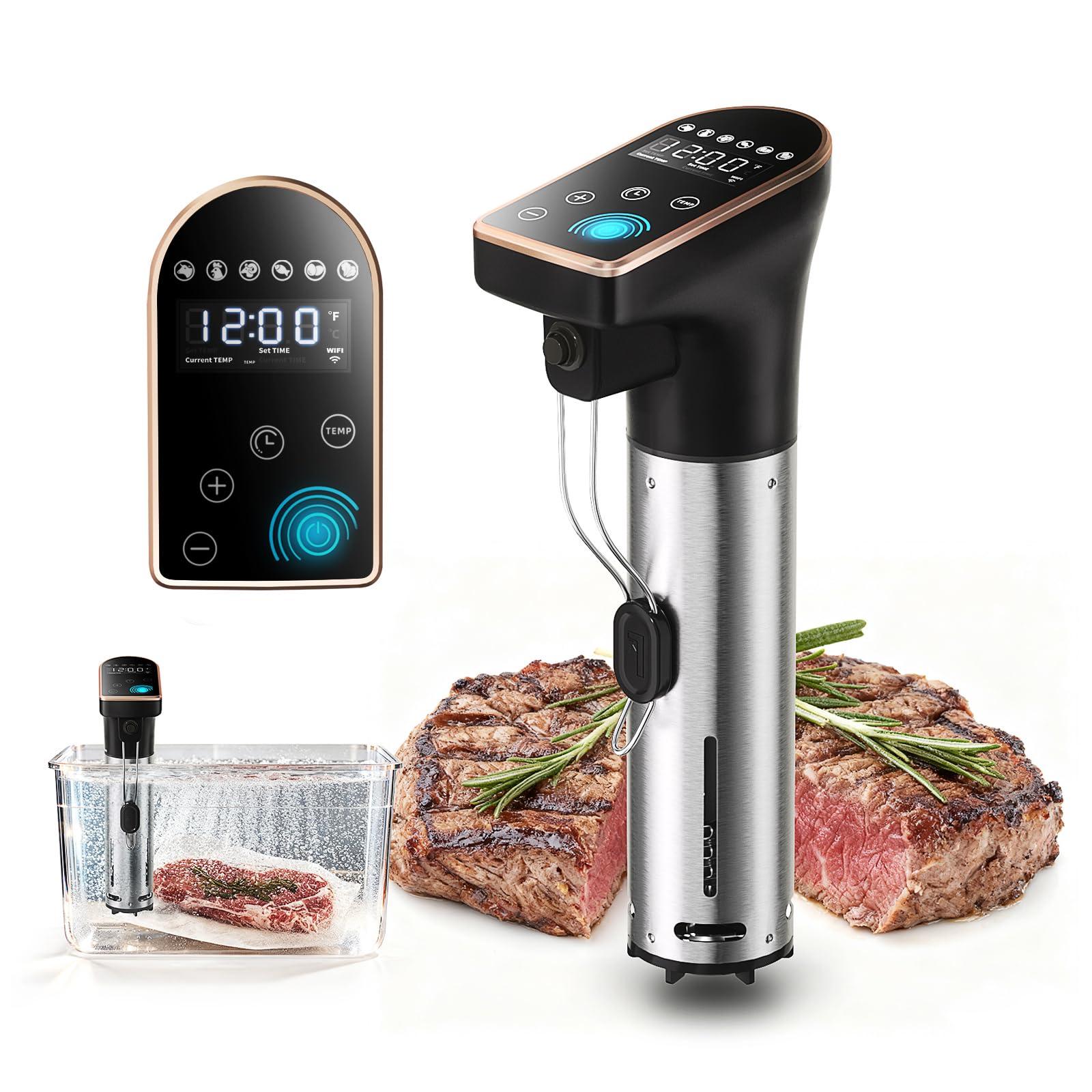 1300W Sous Vide Precision Cooker Machines, IPX7 Full Waterproof Immersion Circulator, New Quiet Brushless Motor, 6 One-Touch Presets, Effortless Gourmet Meals product image