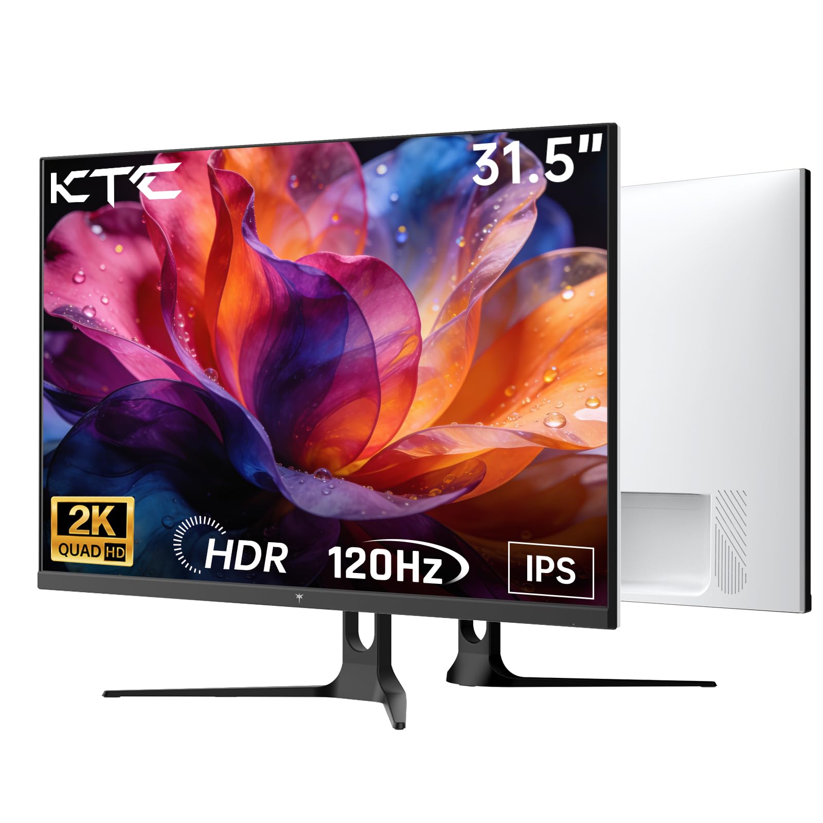 KTC 32 Inch 2K Computer Monitor, QHD 2560 x 1440 120Hz Monitor with IPS Panel, Adaptive Sync, HDR10, HDMI/DP, Tilt Adjustable, VESA Compatible, Eye Care PC Monitor for Office Gaming, White product image
