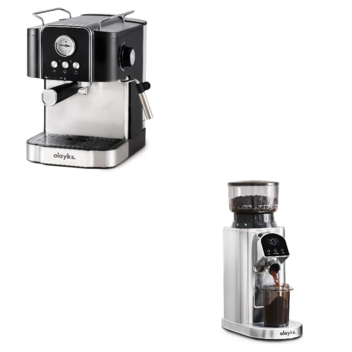 Espresso Machine 20 Bar, Professtional Espresso Coffee Maker with Milk Frother Steam Wand for Latte, Cappuccino and Conical Burr Coffee Grinder Electric with Electronic Timer, Anti-Static, Coffee Grin product image
