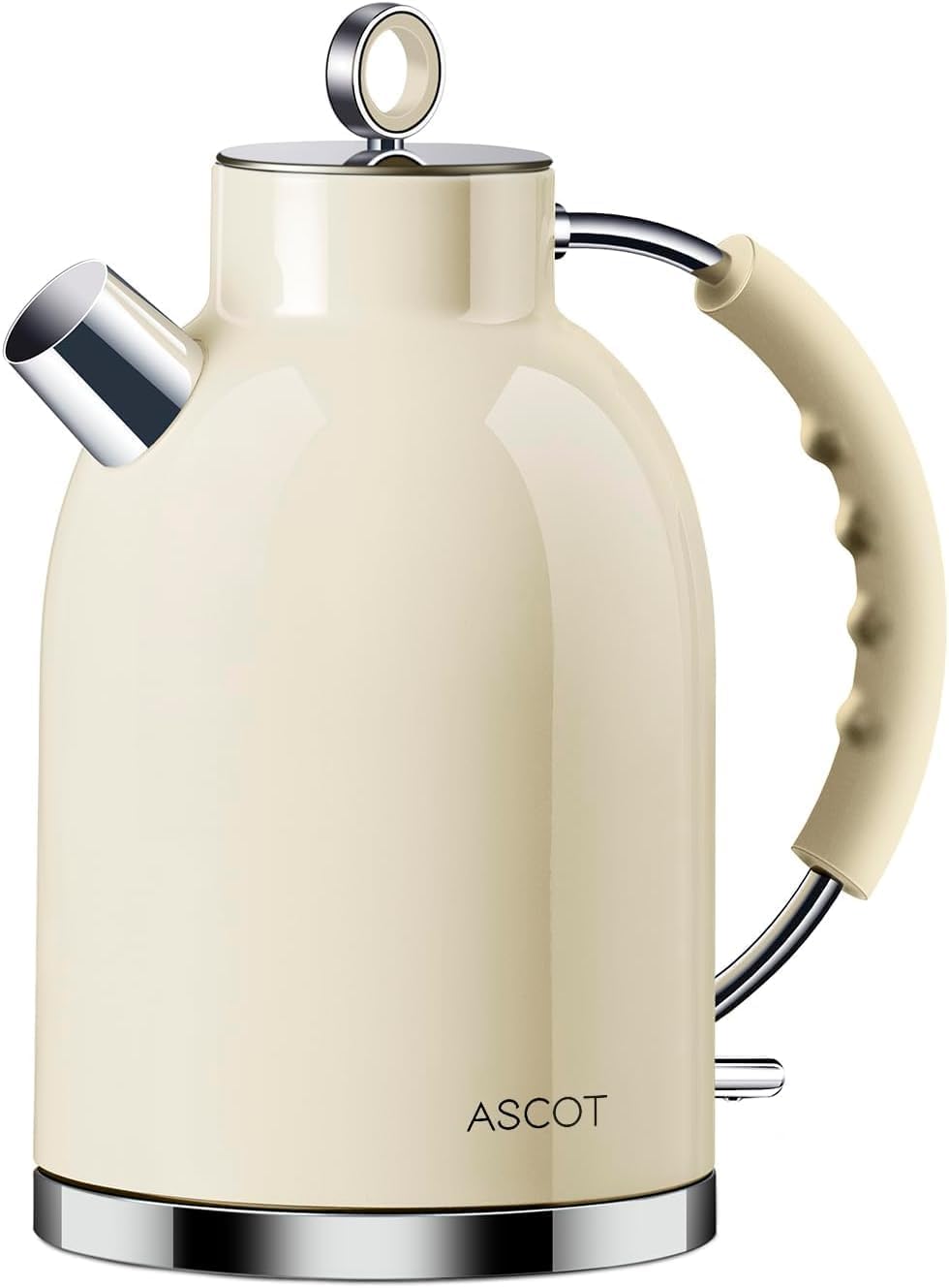 ASCOT Electric Kettle, Stainless Steel Electric Tea Kettle Gifts for Men/Women/Family 1.5L 1500W Retro Tea Heater & Hot Water Boiler, Auto Shut-Off and Boil-Dry Protection Cream product image