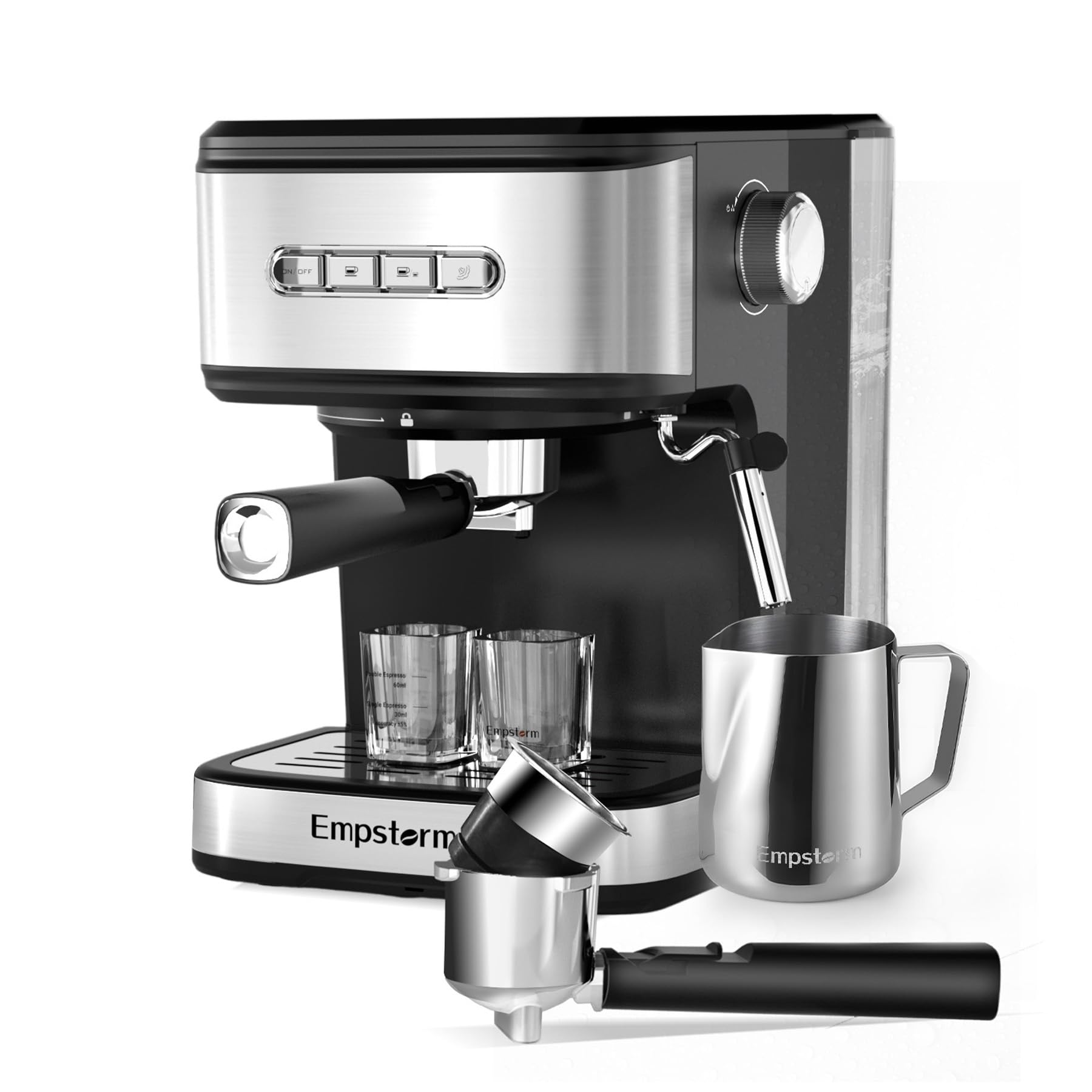 Espresso Machine 20 Bar with Milk Frother Steam& latte art pitcher& Shot Glasses Cup Powder and NS Capsule Portafilter 2 in 1 product image