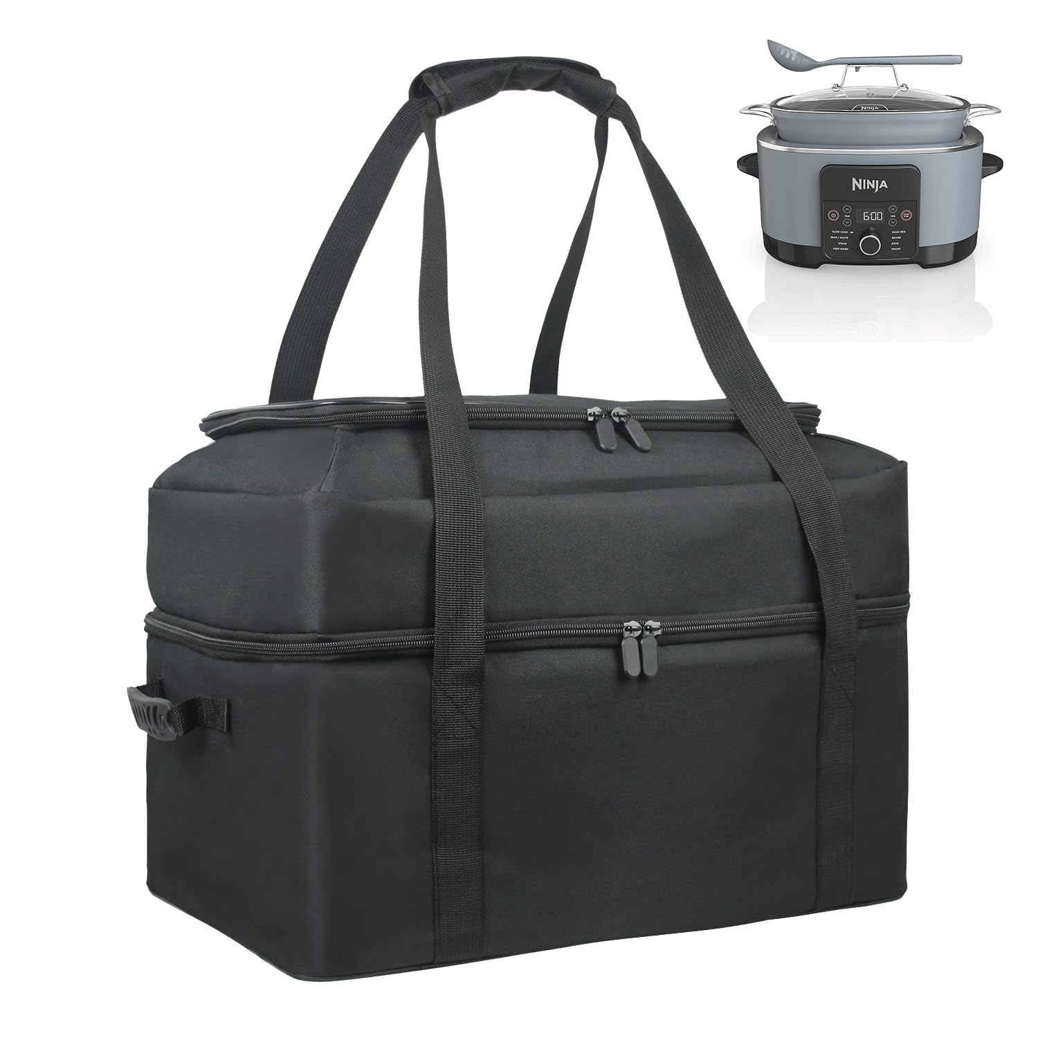 Carrying Bag for Ninja MC1010/MC1001 Foodi PossibleCooker Slow Cooker 8.5QT, 2 Layer Insulated Slow Cooker Travel Carrier Bag, Thick Padded for Protection Black product image