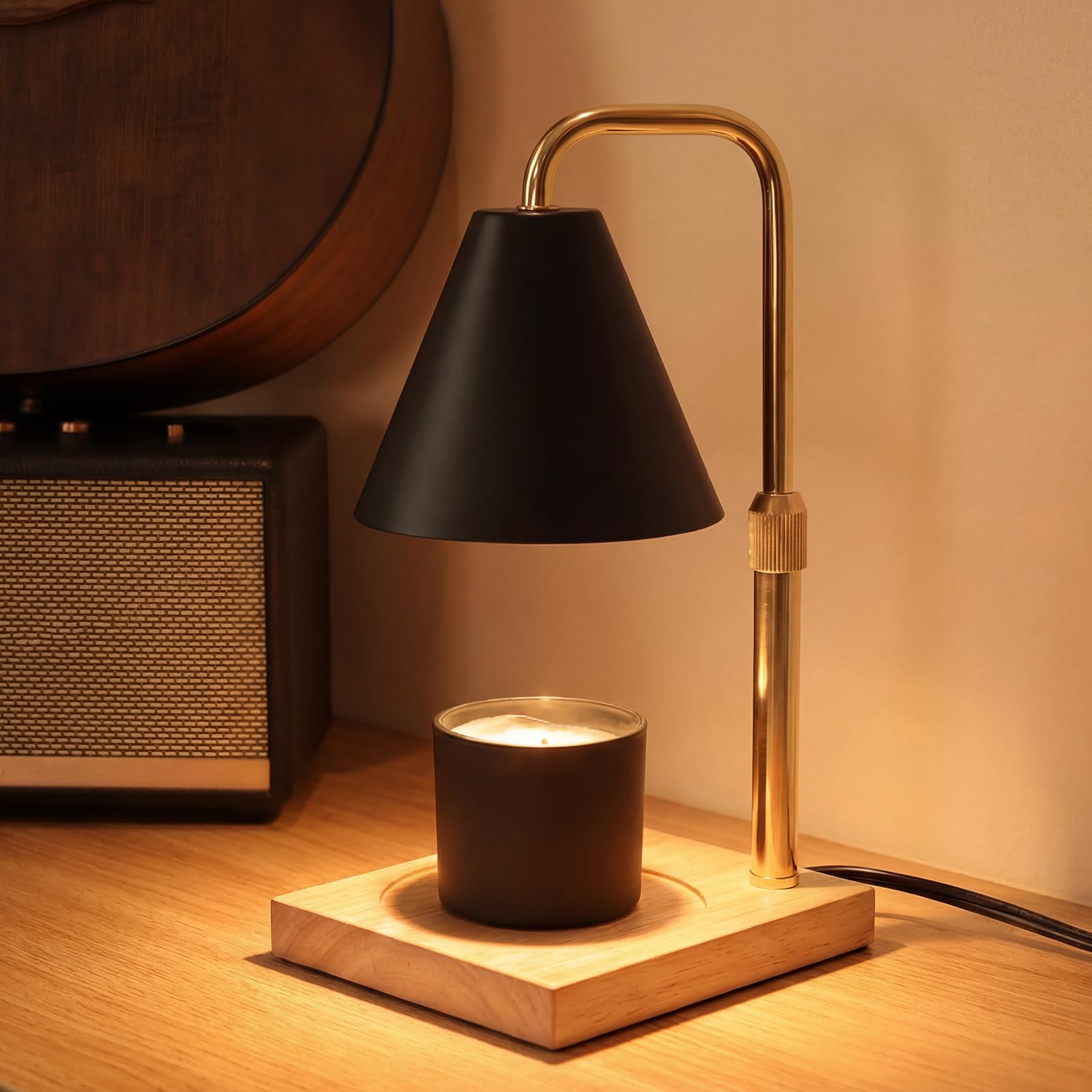 Candle Warmer Lamp with Timer -Birthday Gifts for Women Mom, House Warming Gifts New Home Decor, Dimmable Wax Melt Warmer for Jar Candles with 2 Bulbs - Black A product image